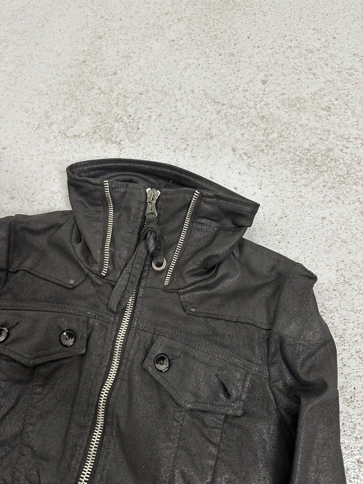 Diesel Vintage 00s Diesel Raw Denim Wide High Neck Jacket Size S / US 4 / IT 40 - 7 Thumbnail
