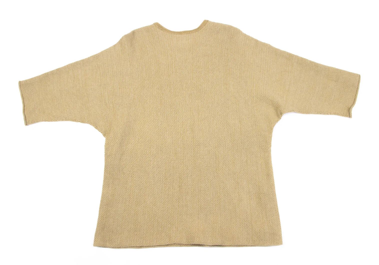 Issey Miyake Cotton-Polyester Dolman Half-Sleeve Knit Top in Beige Size US M / EU 48-50 / 2 - 7 Thumbnail