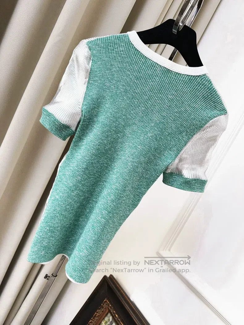 Chanel Chanel 25C bright silver stitching green edge knitted shor Size XS / US 0-2 / IT 36-38 - 2 Thumbnail