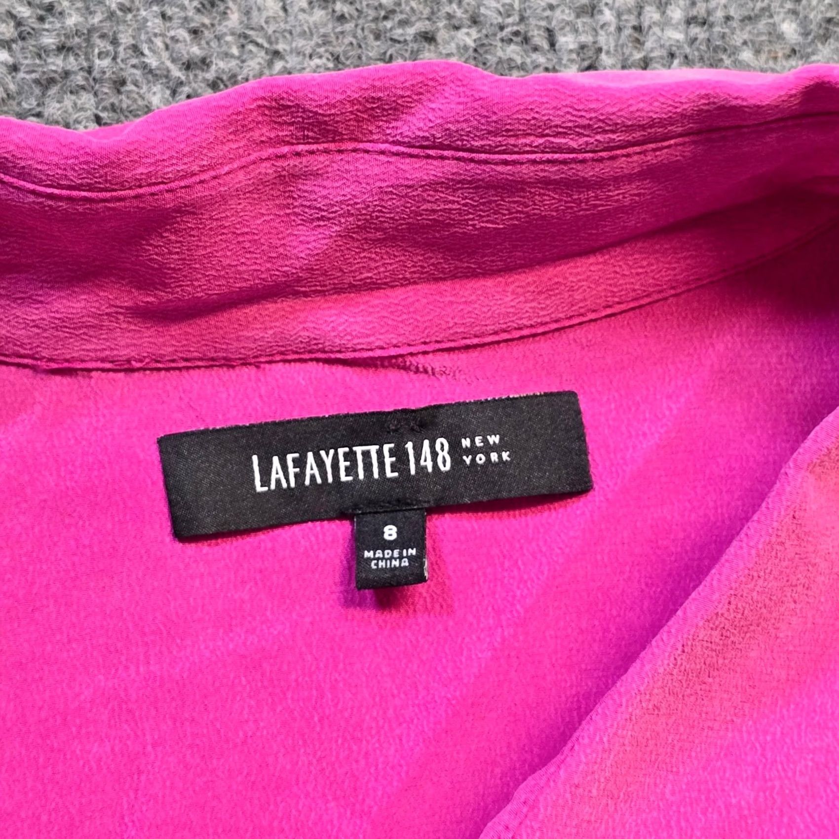 Pinko Lafayette 148 New York Top Womens Size 8 Pink Silk Button 3/4 Sleeve Lightweight Blouse Womens Clothing Size M / US 6-8 / IT 42-44 - 3 Thumbnail