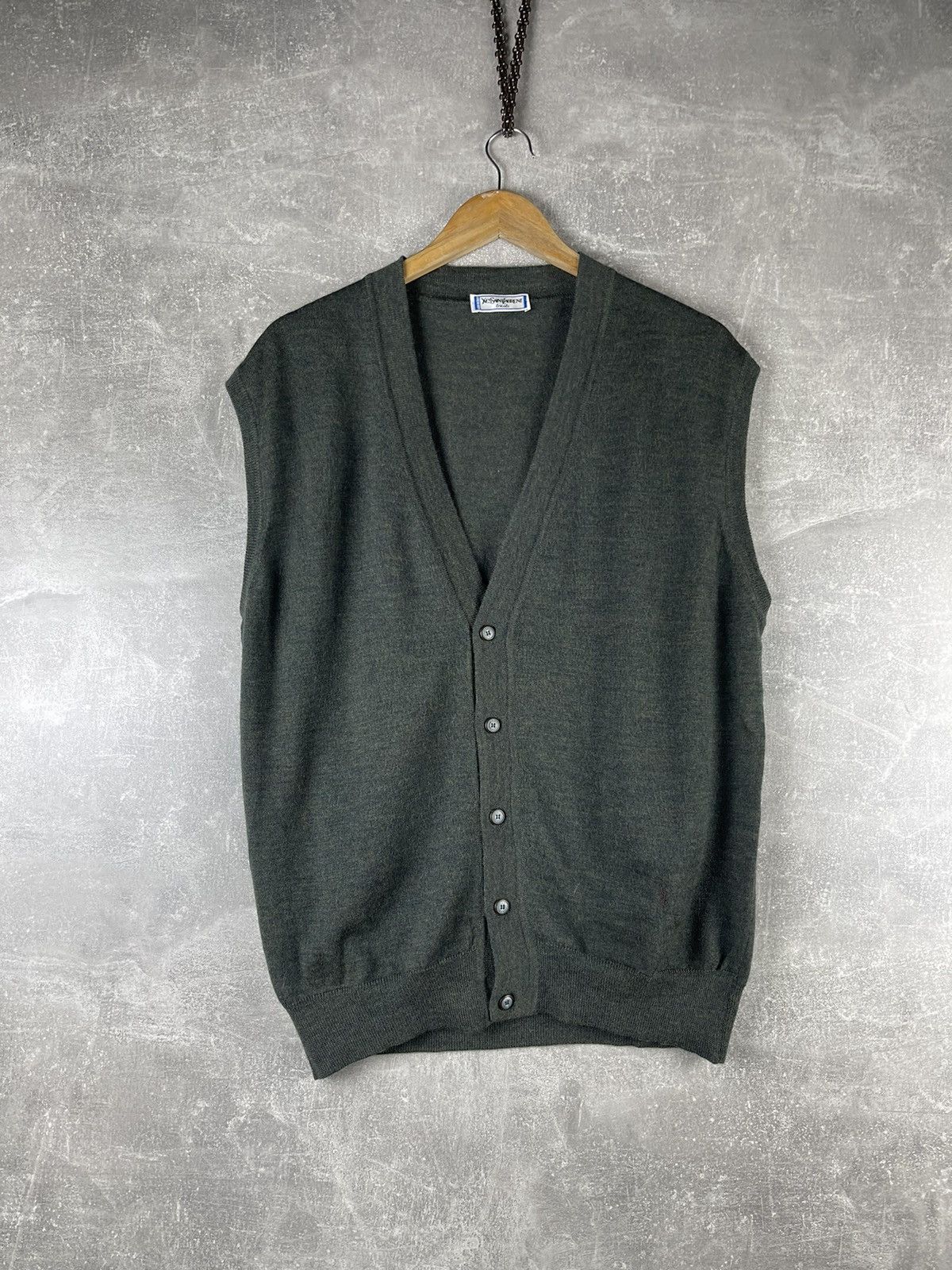 Yves Saint Laurent Yves Saint Laurent Tricots Vintage Wool Button Vest Green Size US XXL / EU 58 / 5 - 1 Thumbnail