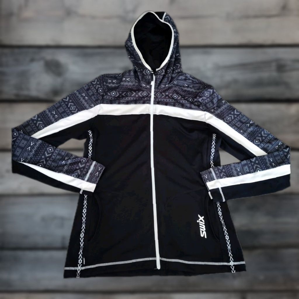 VINTAGE Swix Women's Tista Mid-Layer Top Skiing Aztec Print Black M