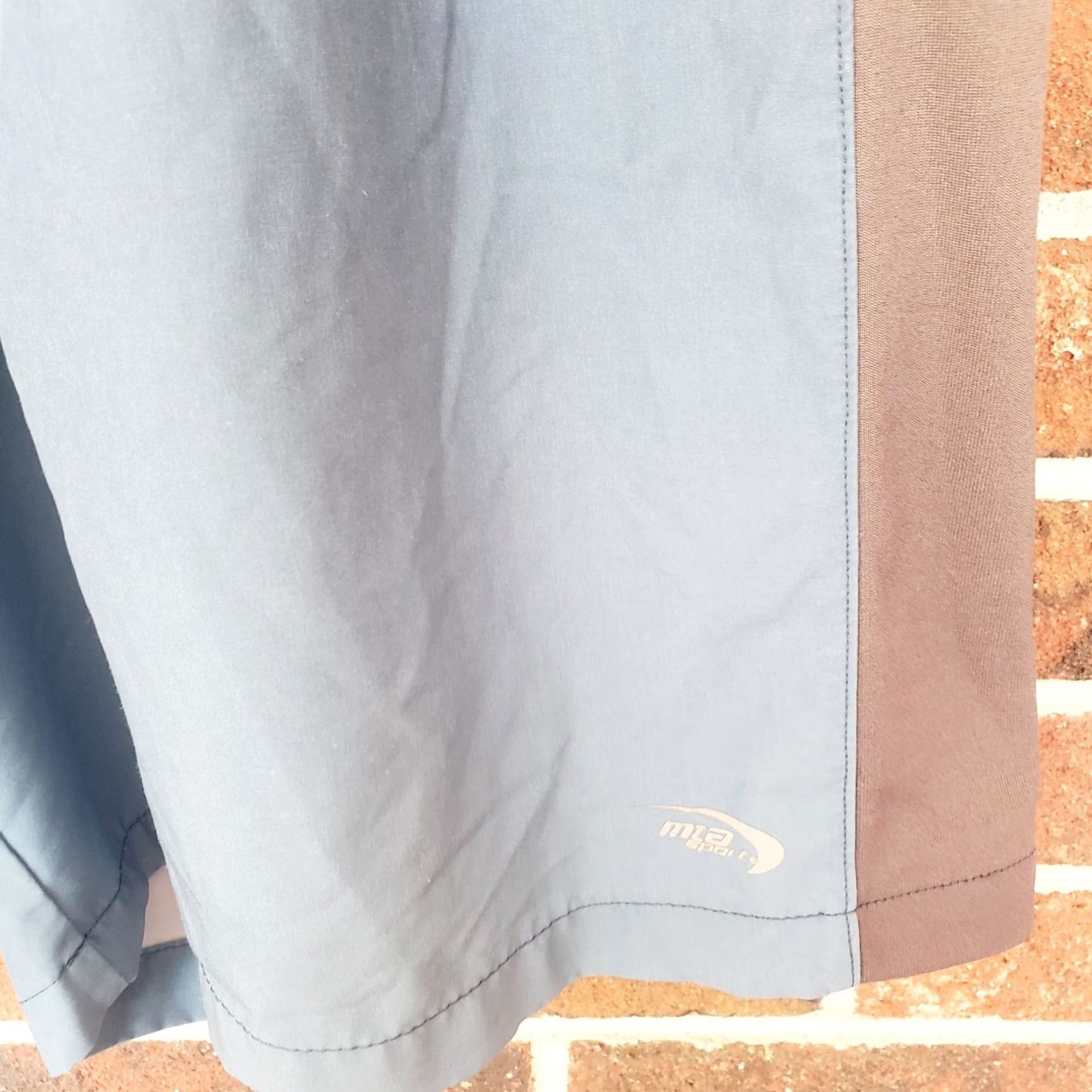 Vintage MTA Sport Shorts Mens XL Blue Athletic Gray Pockets Drawstring Polyester Stretch Size US 36 / EU 52 - 6 Thumbnail