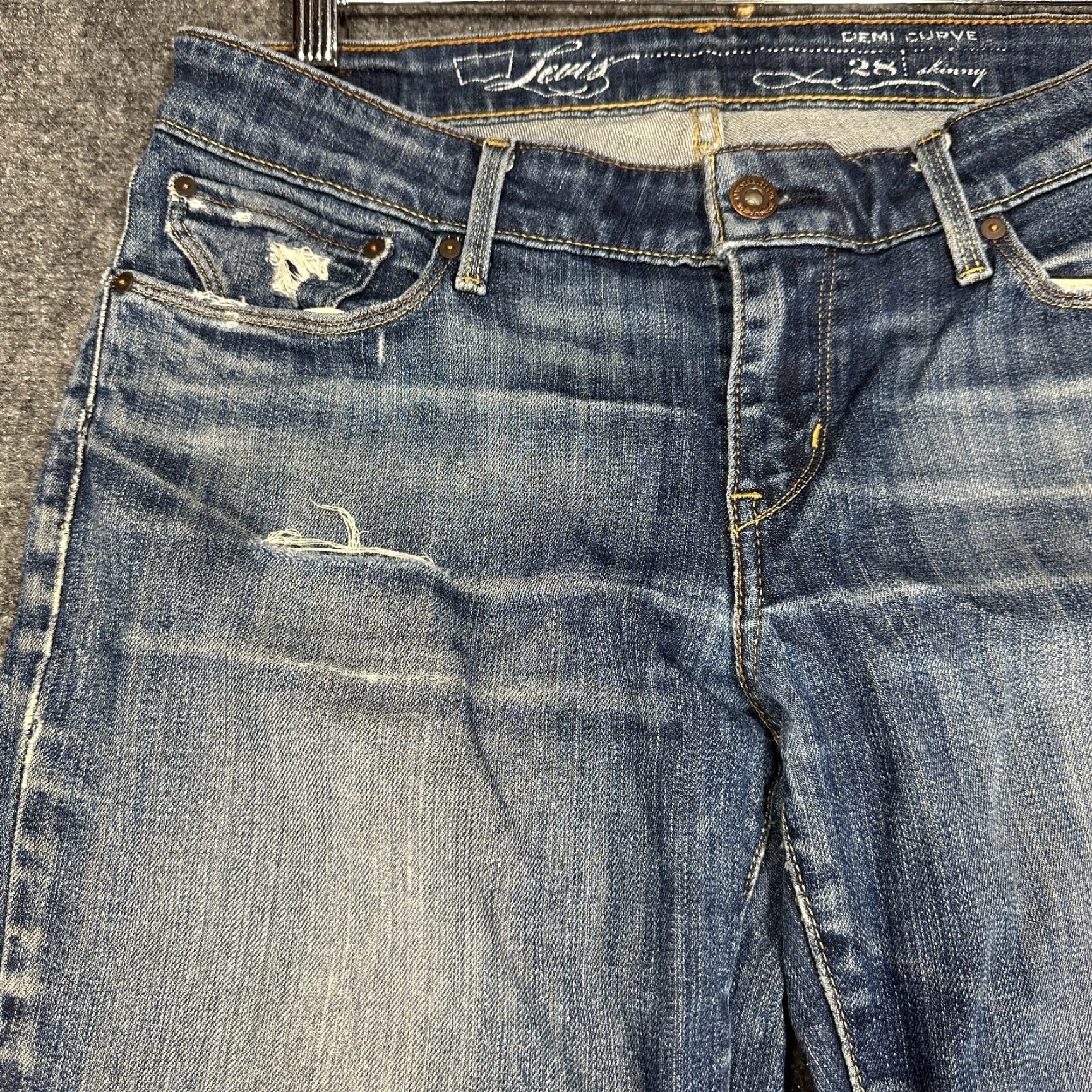 Vintage VINTAGE Levis Jeans Womens 28 Skinny Distressed Cotton Blend 5-Pocket Denim Levis Demi Curve Womens Jeans Size 28" / US 6 / IT 42 - 4 Thumbnail