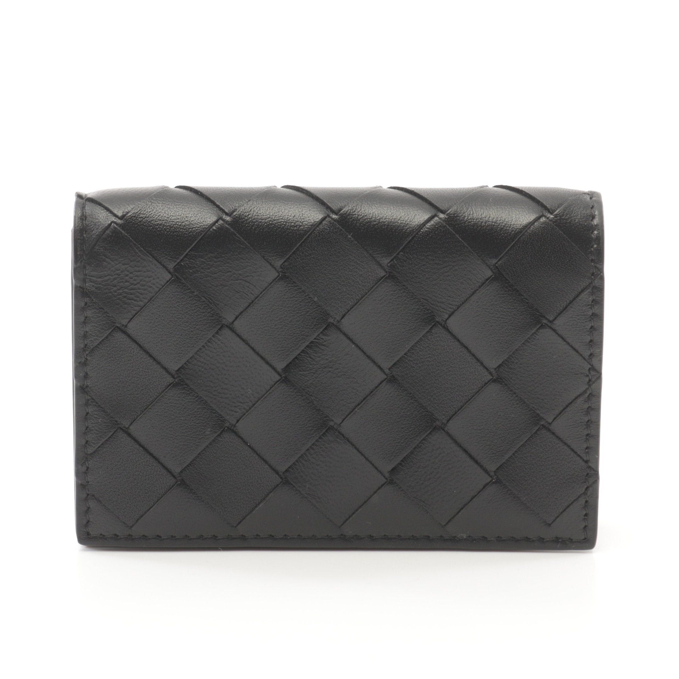 Bottega Veneta Bottega Veneta Intrecciato Card Case Name Holder Leather Black Size ONE SIZE - 1 Thumbnail