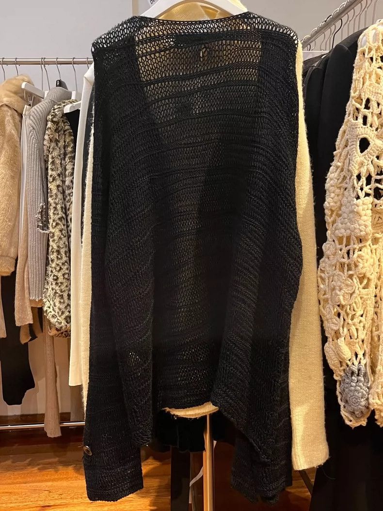 Yohji Yamamoto Yohji Yamamoto Textured knit cut-out cardigan sweater 2506- Size US L / EU 52-54 / 3 - 7 Thumbnail