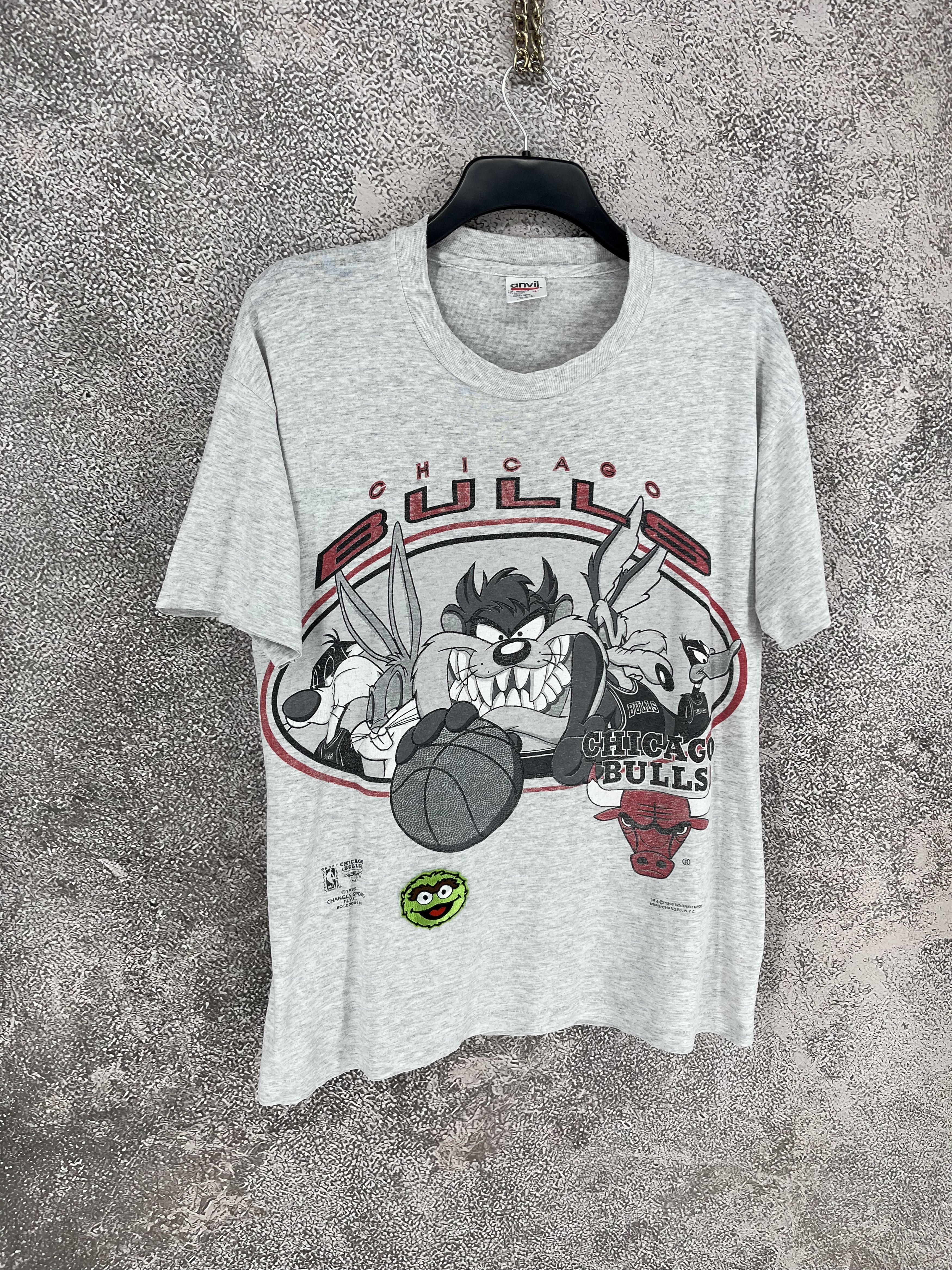 Warner Bros Vintage Looney Tunes Chicago Bull Grey Shirt 90S MADE IN USA Size US L / EU 52-54 / 3 - 2 Thumbnail
