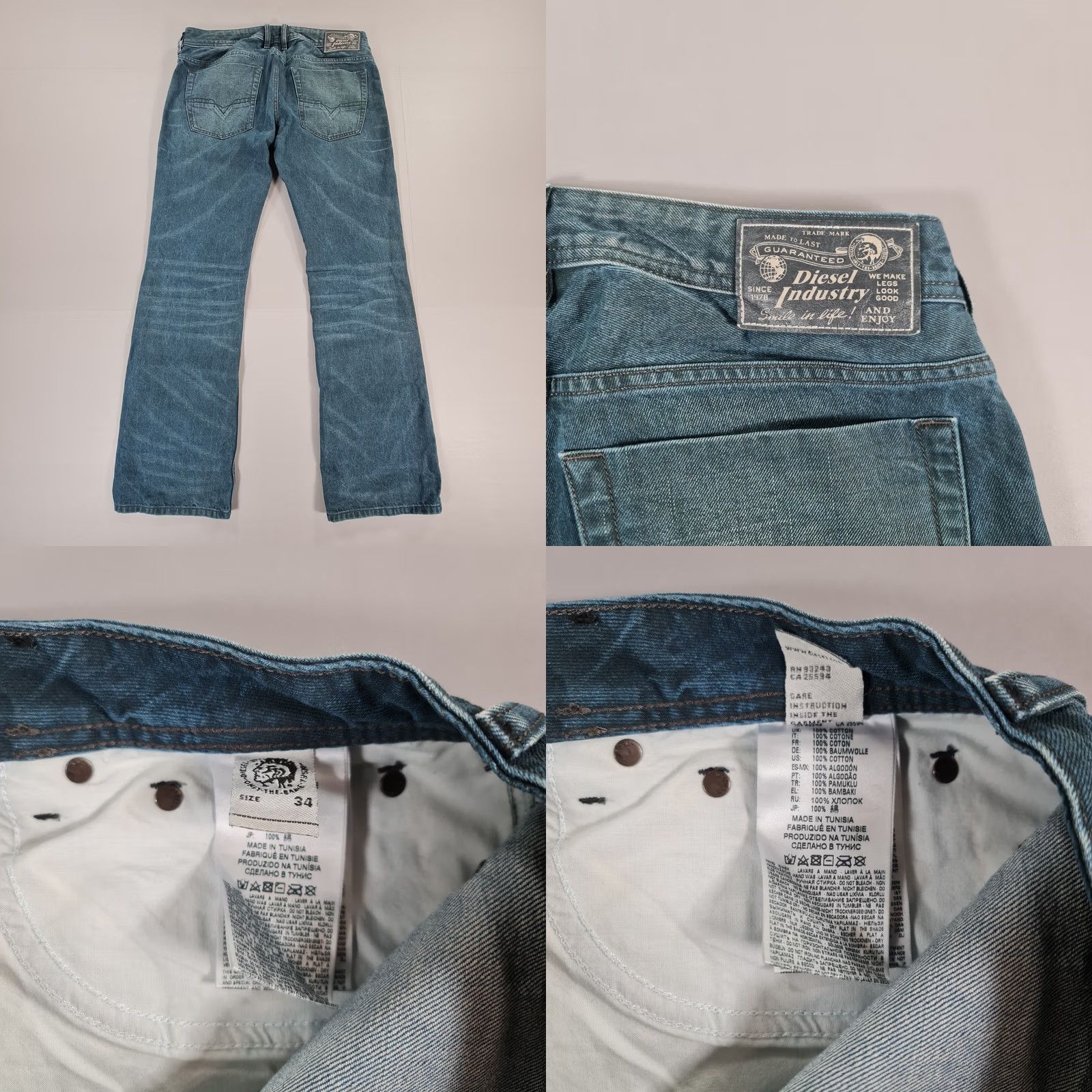 Diesel Diesel Jeans Bootcut Men W34 L30 Blue Denim 100% Cotton Zatiny Logo Pockets Regular Vintage No | Jeans Size US 34 / EU 50 - 8 Thumbnail