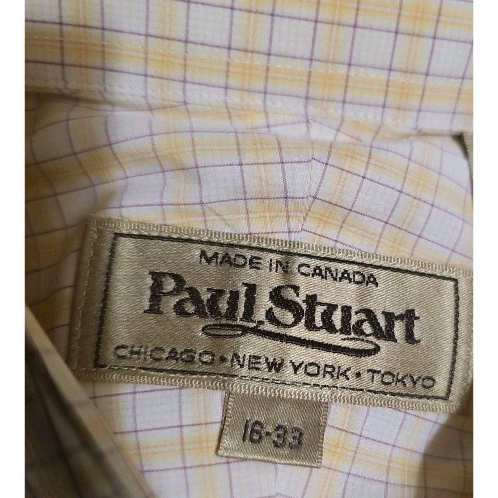 Paul Stuart Paul Stuart Check Cotton Spread Collar Long Sleeve 16/33 Size US L / EU 52-54 / 3 - 6 Thumbnail