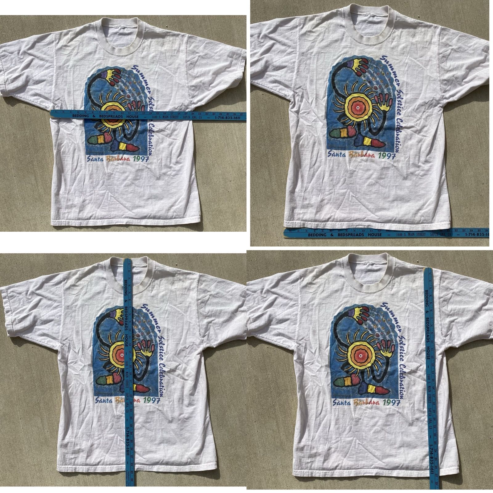 Vintage VINTAGE Summer Solstice Celebration Santa Barbara 1997 T Shirt Single Stitch Worn 1990s XL White Cotton 90s California Mens Shirts Size US XL / EU 56 / 4 - 11 Thumbnail