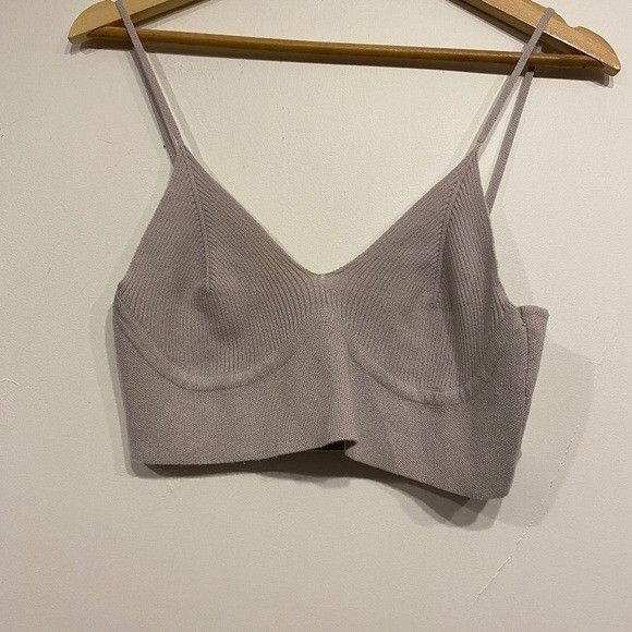 Lulus Lulus V-Neck Cropped Sweater Bra Top Size M / US 6-8 / IT 42-44 - 1 Thumbnail