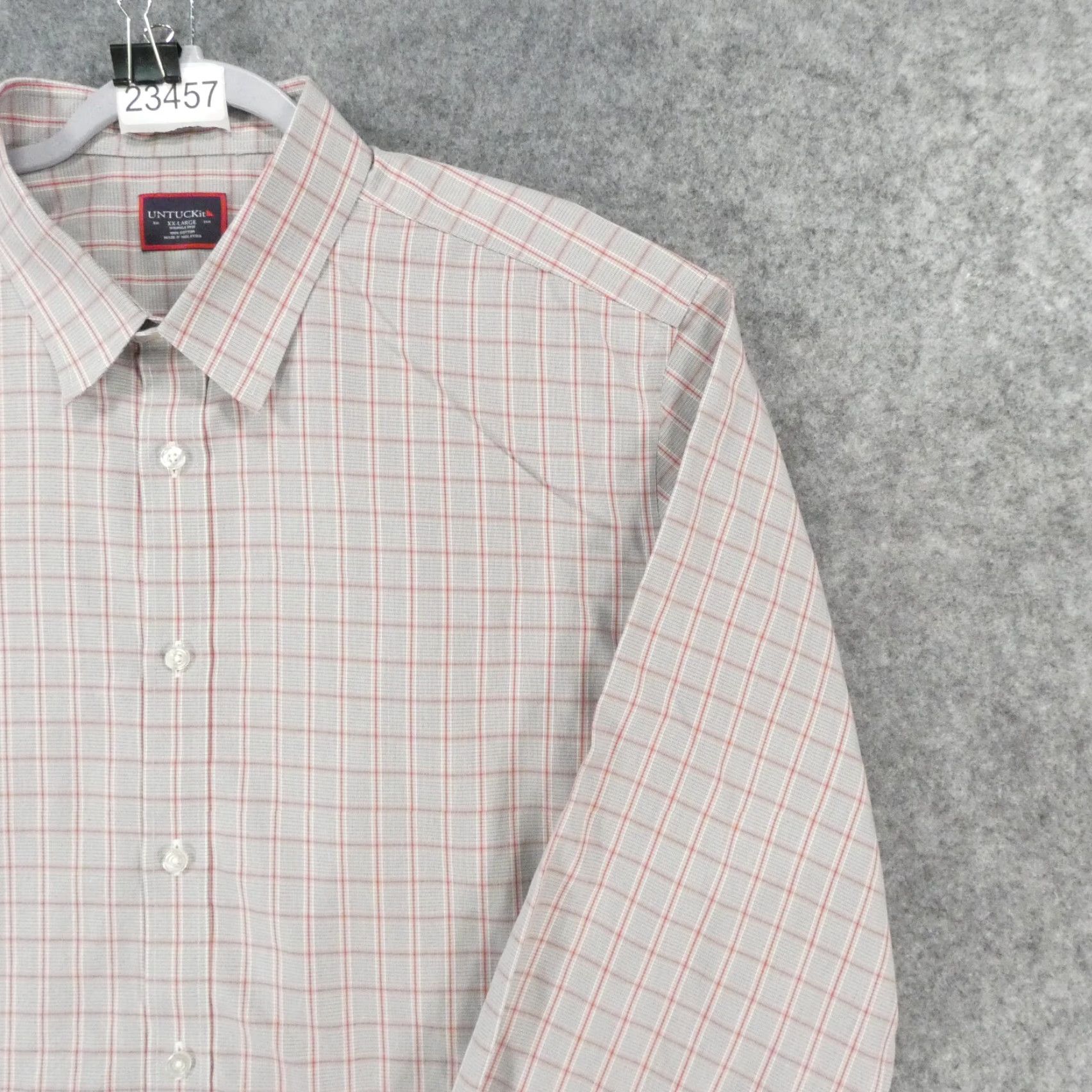 UNTUCKit UNTUCKit Shirt Mens 2XL Long Sleeve Button-Up Gray Plaid Size US XXL / EU 58 / 5 - 6 Thumbnail
