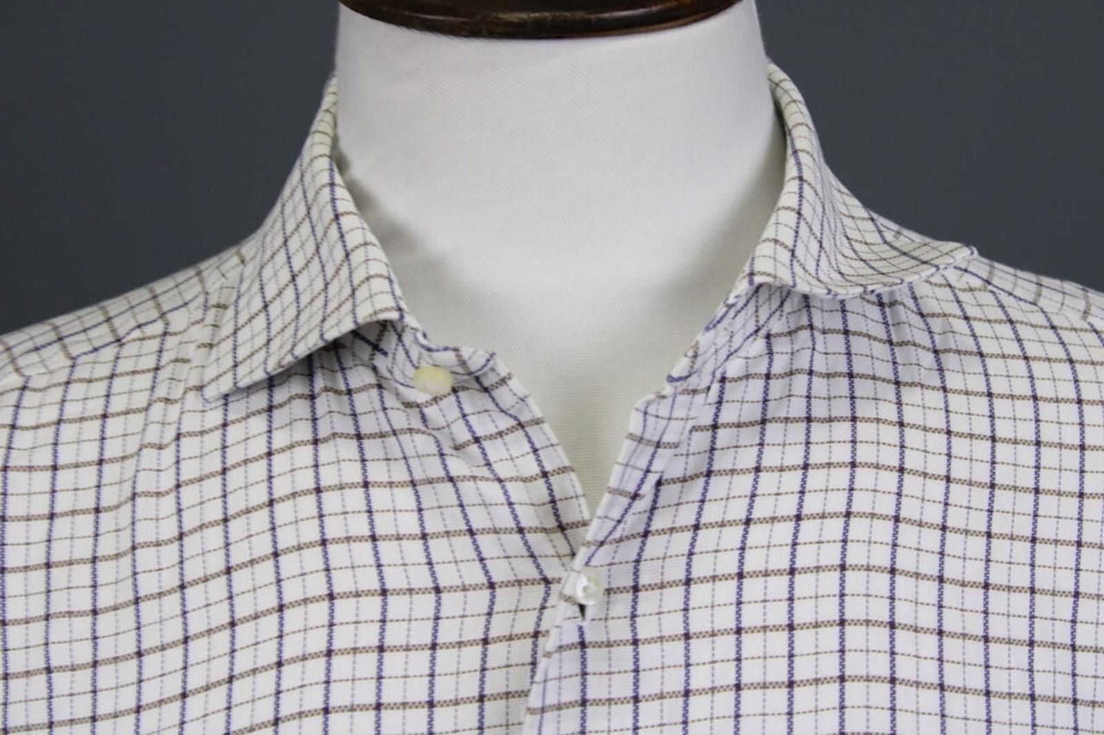 Luigi Borrelli Luigi Borrelli White Check Button Down Shirt Size 17 / 43 Size US M / EU 48-50 / 2 - 3 Thumbnail