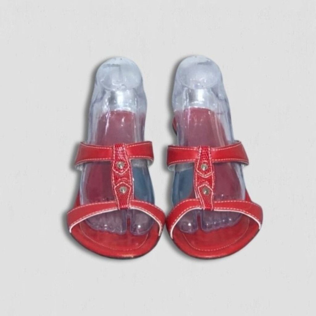 Cole Haan Cole Haan Kitten Heel Sandal Genuine Leather Open Toe Red 10 Size US 10 / IT 40 - 1 Thumbnail