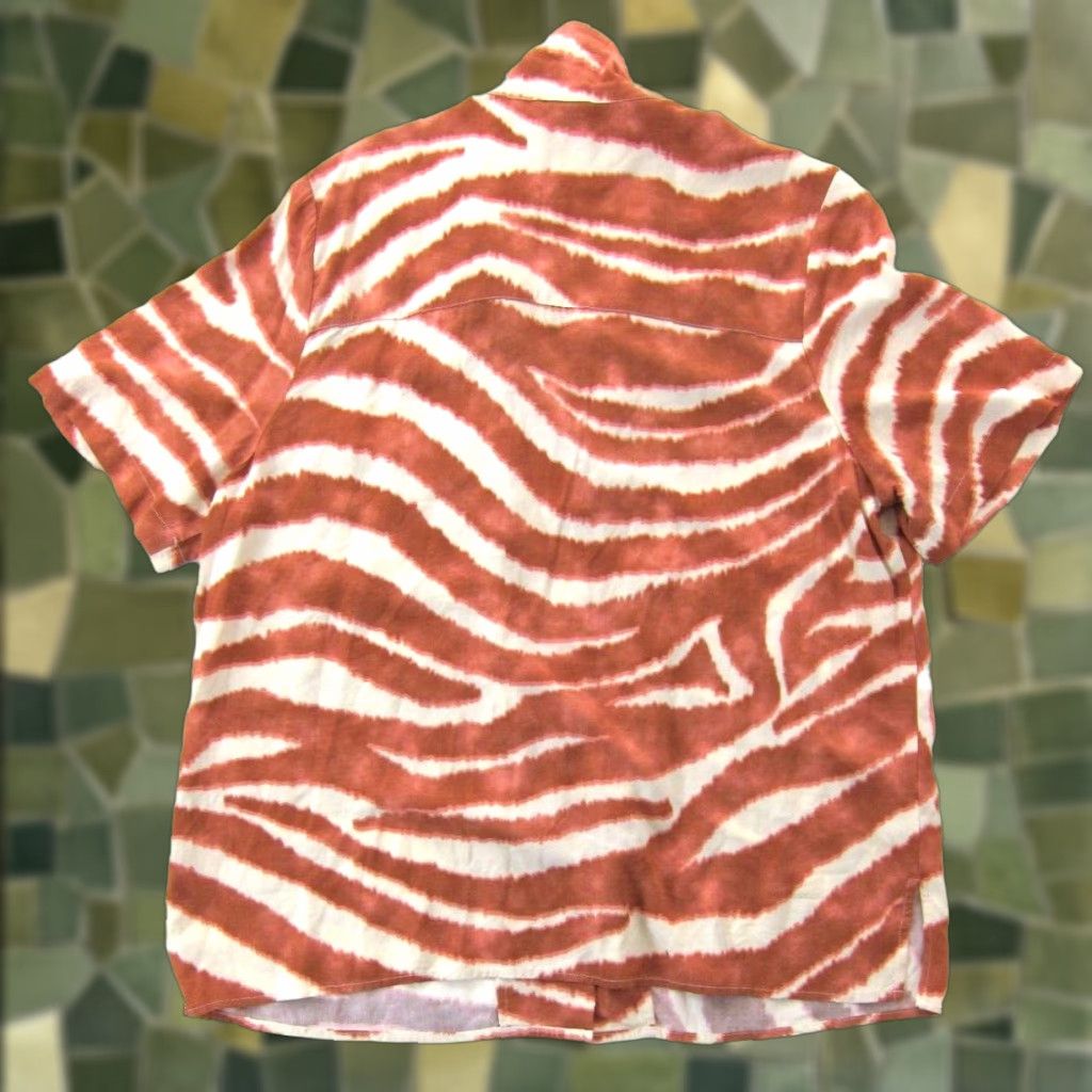 Pistola NWT Pistola Blouse Shirt Women Large Brown Ivory Safari Dream Button Short Sleeve Rayon Size L / US 10 / IT 46 - 1 Thumbnail