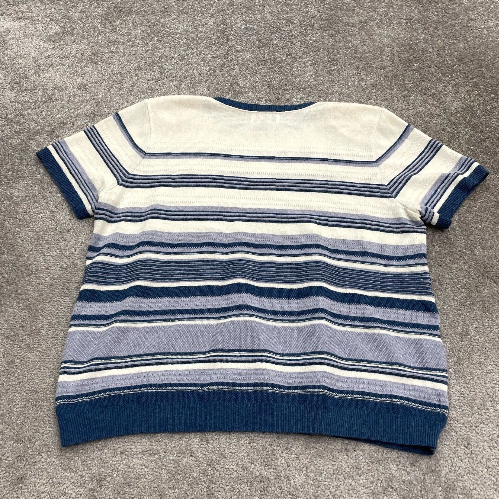 Vintage Alfred Dunner Pullover Sweater Womens XL Blue Striped Casual Crew Neck Size XL / US 12-14 / IT 48-50 - 2 Thumbnail