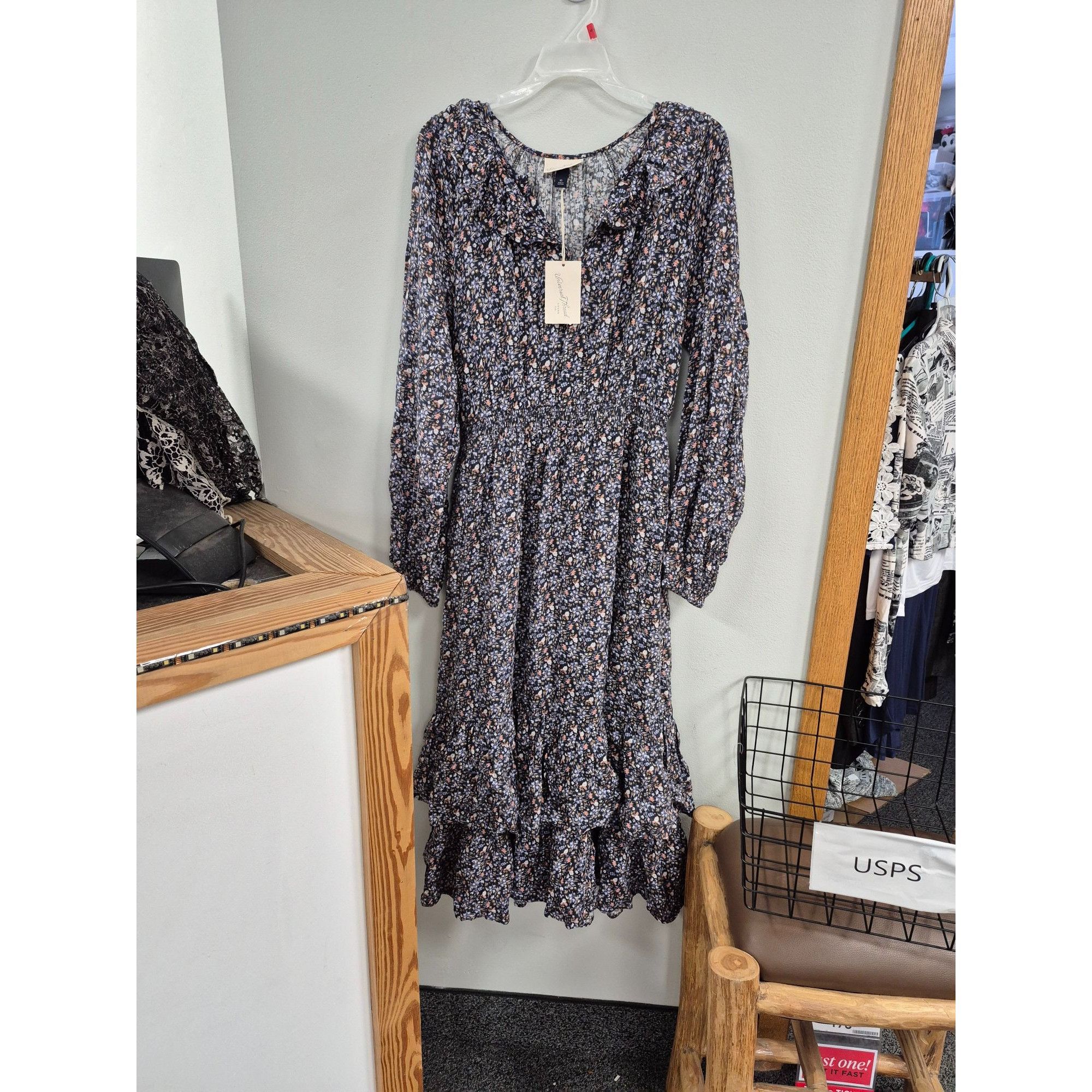 Other Women's Floral Print Balloon Long Sleeve Ruffle Collar Dress Size XS / US 0-2 / IT 36-38 - 2 Thumbnail