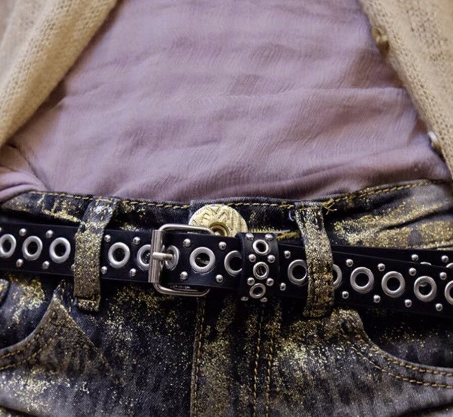 Japanese Brand × Vintage Retro y2k punk faux leather eyelet rivets studded belt Size ONE SIZE - 2 Thumbnail