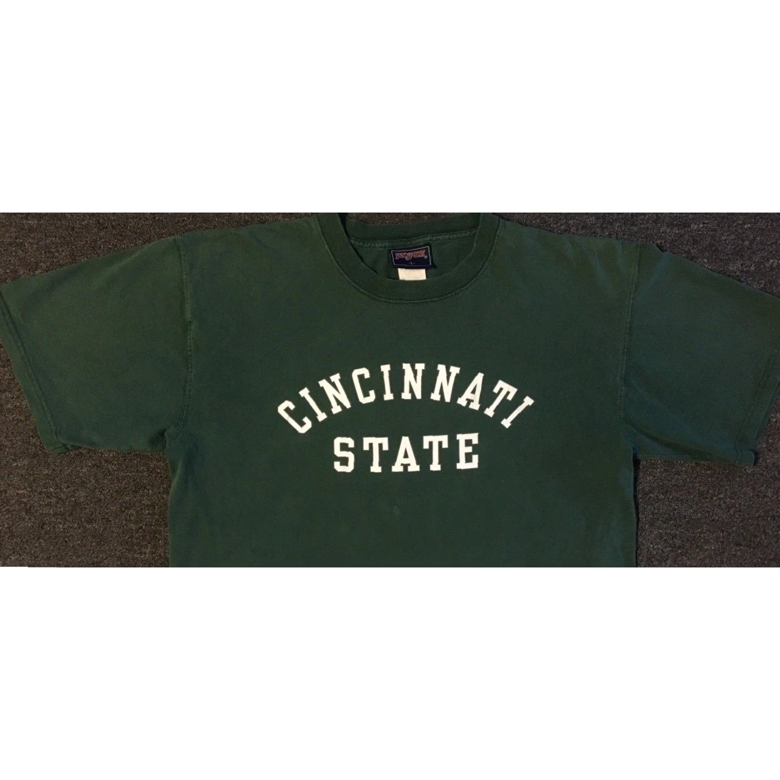 Vintage VINTAGE Cincinnati State College Faded Spellout Shirt L Green 90s 80s College Grunge Skate Track Football PE School Mens T-Shirt Short Sleeve Size L Size US L / EU 52-54 / 3 - 5 Thumbnail