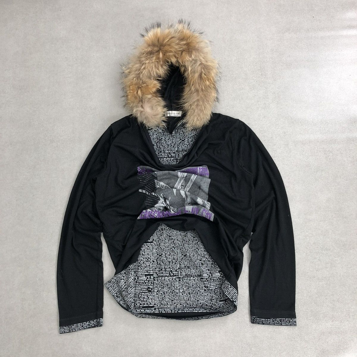 If Six Was Nine × Japanese Brand × Le Grande Bleu (L.G.B.) 2000s Japanese Double Layers Poem Gothic Punk Fur Zip Hoodie Size US L / EU 52-54 / 3 - 1 Thumbnail