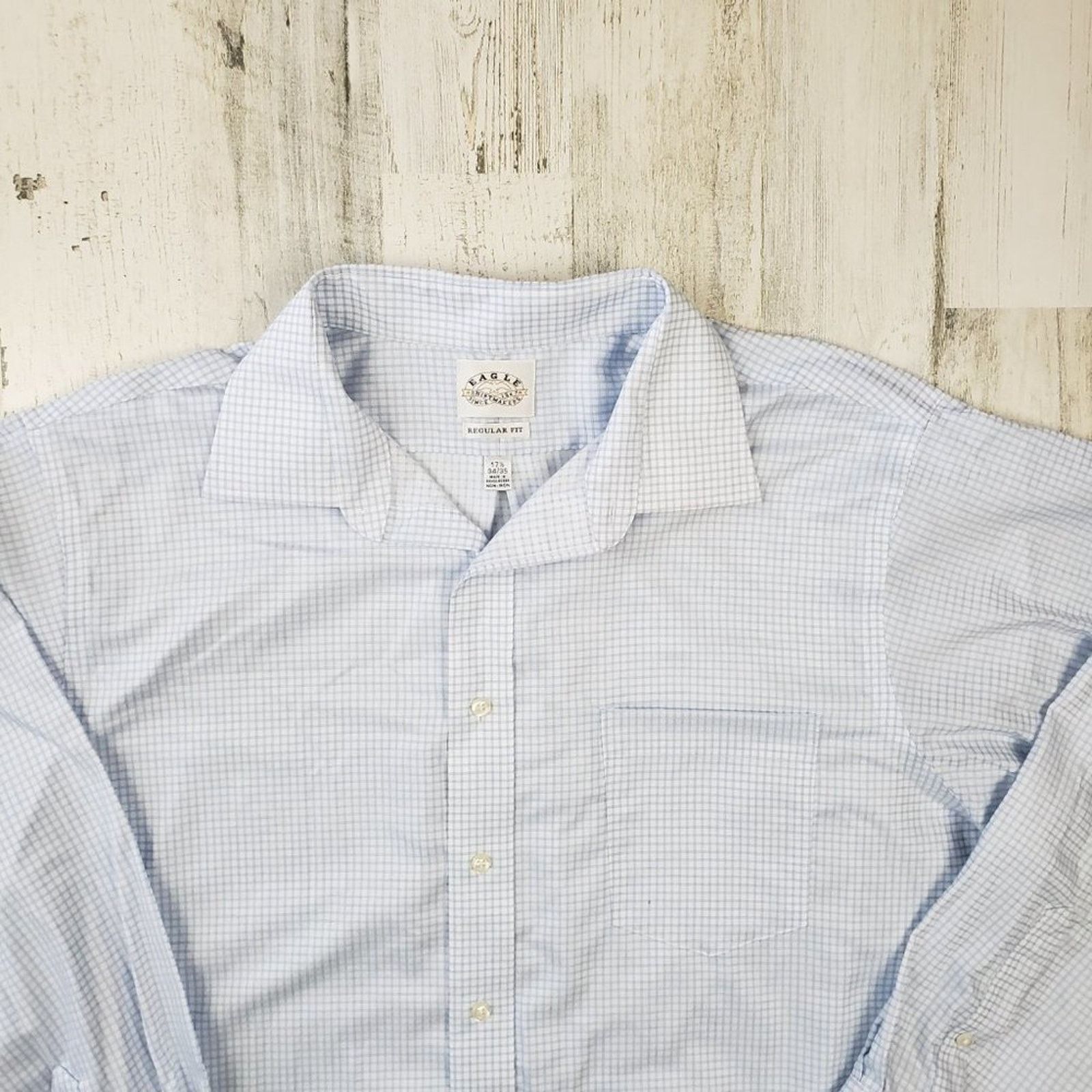 Other EAGLE Blue Windowpane Plaid Button Down Shirt 17.5 34/35 Size US XL / EU 56 / 4 - 7 Thumbnail