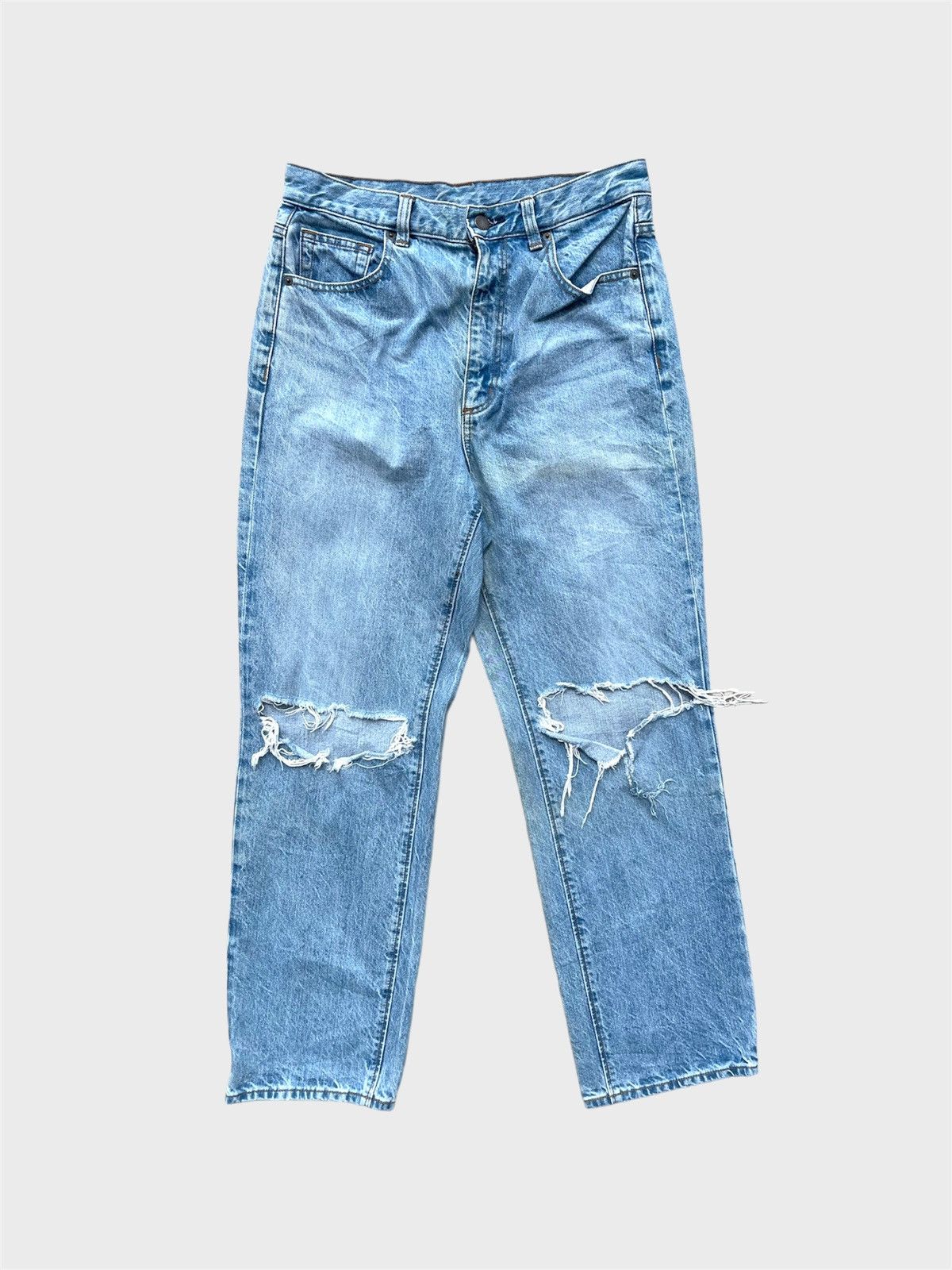 Jean 🔥 Gu Jeans Light Blue Distressed Denim W29 🔥 Size US 29 - 2 Thumbnail
