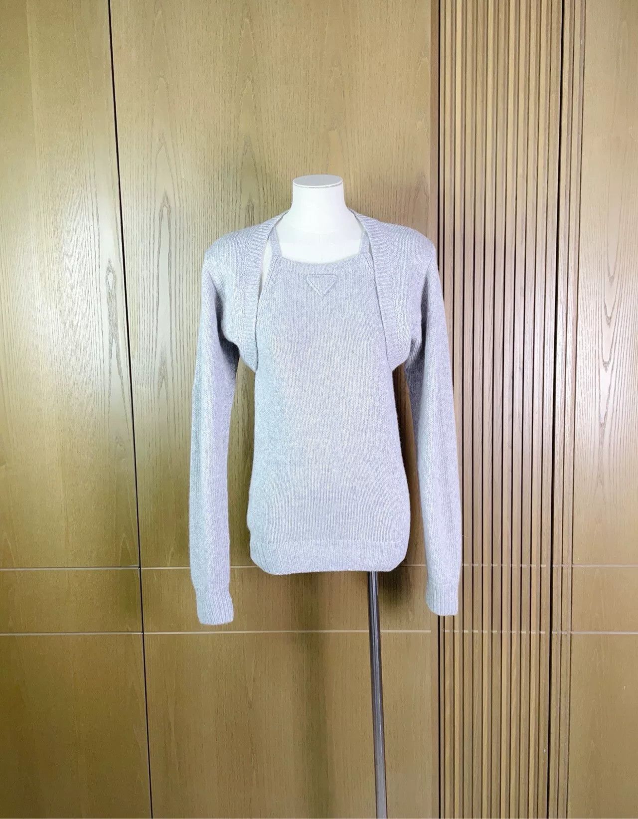Prada Prada Gray Knit Cardigan Camisole Set Size XS / US 0-2 / IT 36-38 - 1 Thumbnail