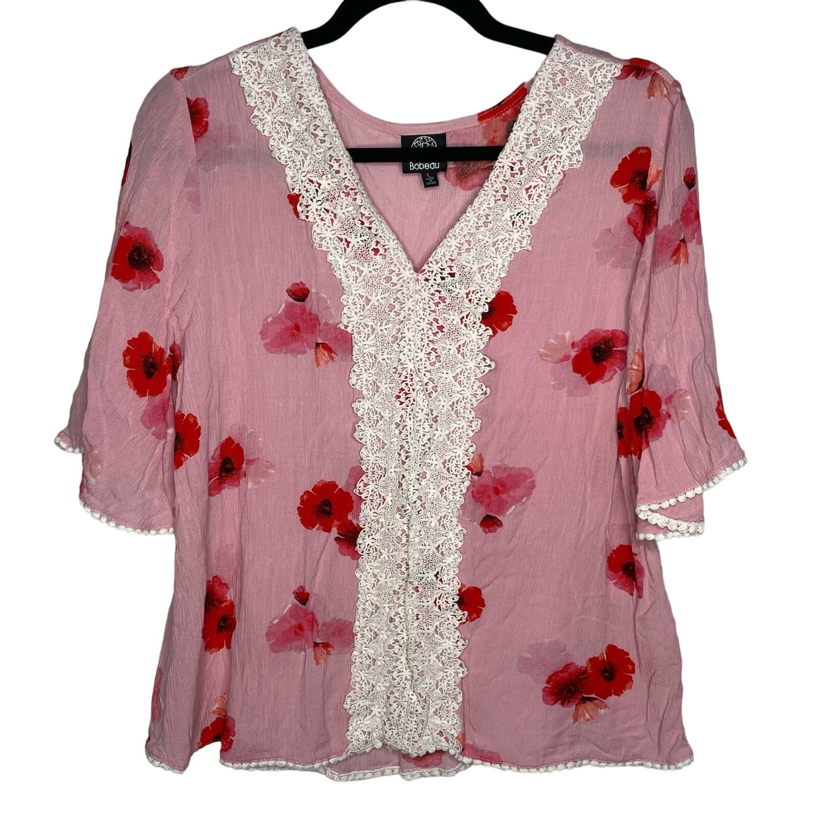 Other Bobeau Floral Blouse with Lace Size Large Size L / US 10 / IT 46 - 1 Thumbnail