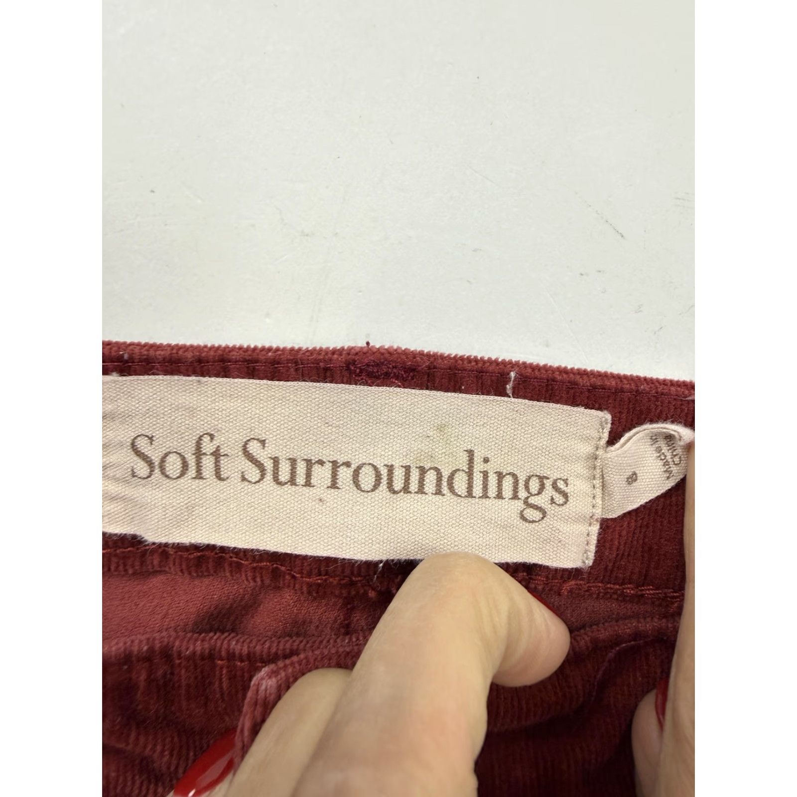 Soft Surroundings Soft Surroundings Womens 8 Red Corduroy Straight Leg Stretch Casual Fall Pants Size 30" / US 8 / IT 44 - 2 Thumbnail