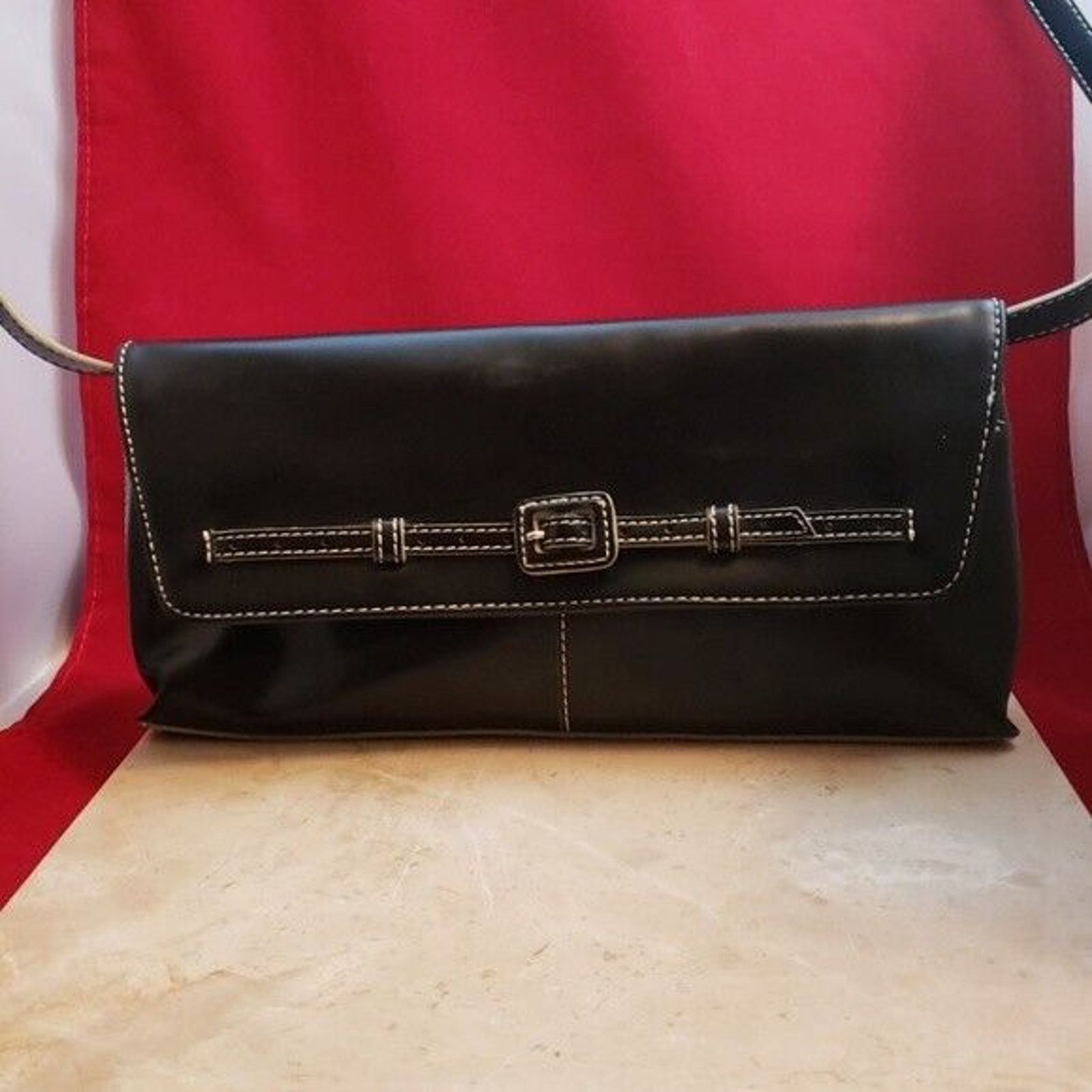 Nine West Black Shoulder Bag With Built In Cell Phone Holder, Women's