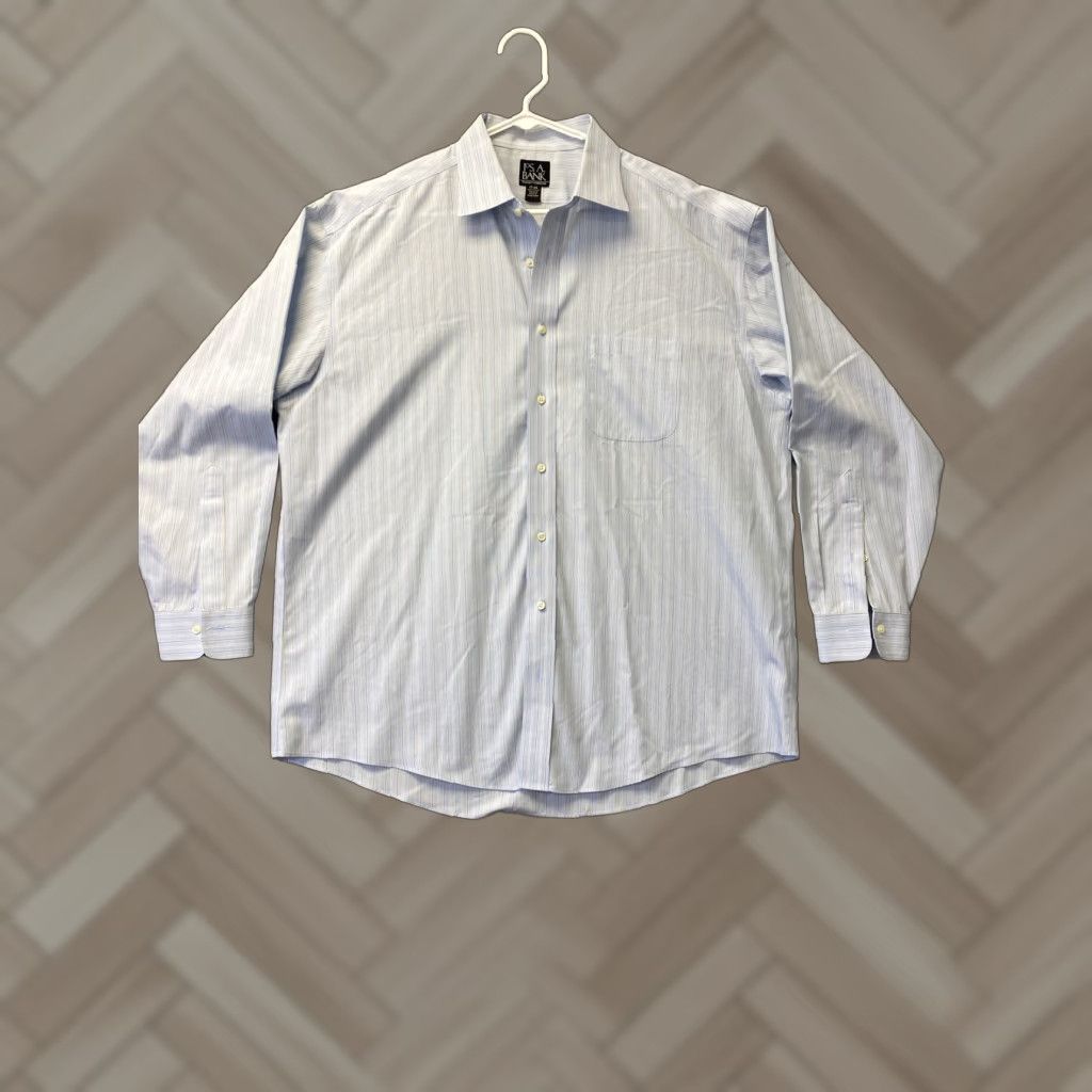 Jos. A. Bank JOS. A. BANK Blue Striped Dress Shirt 17 Regular Long Sleeve Button Down Cotton Classic Mens Size US XL / EU 56 / 4 - 1 Thumbnail