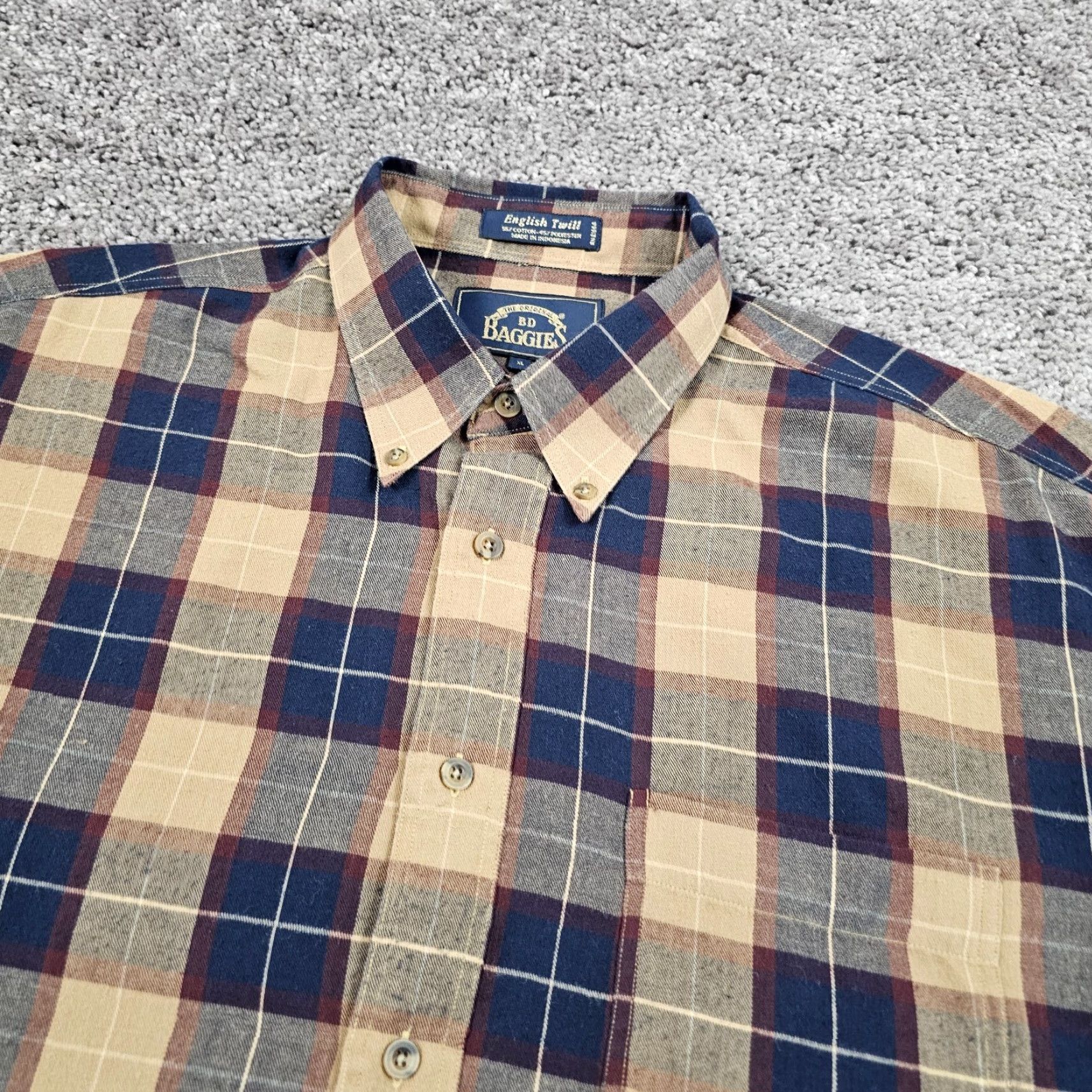 Vintage BD Baggies Shirt Mens XL Blue Plaid Twill Button-Down Pocket Breathable Casual Long Sleeve Size US XL / EU 56 / 4 - 2 Thumbnail