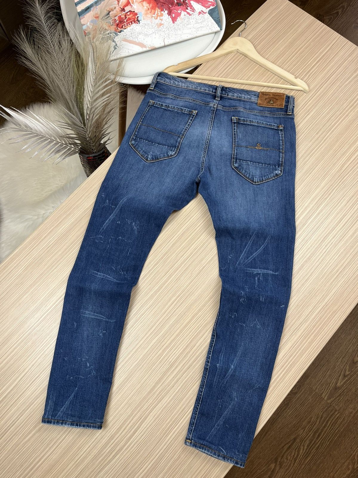 VIVIENNE WESTWOOD ANGLOMANIA DISTRESSED STRIPED JEANS