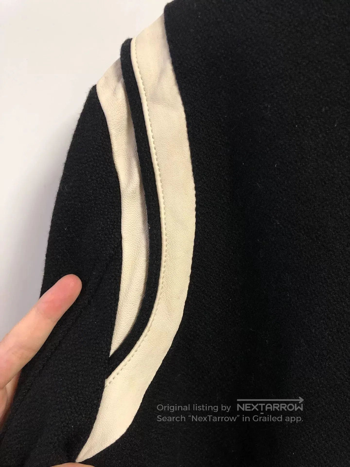 Hedi Slimane black and white baseball jacket by Saint Laurent. Size US XXL / EU 58 / 5 - 5 Thumbnail