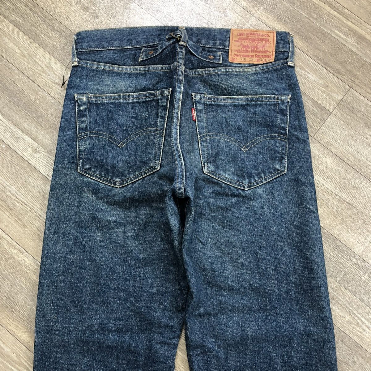 Levi's × Levi's Vintage Clothing × Vintage 🇯🇵 1990s Levis 701xx Selvedge Buckle Back Faded Blue Jeans Size US 30 / EU 46 - 22 Thumbnail