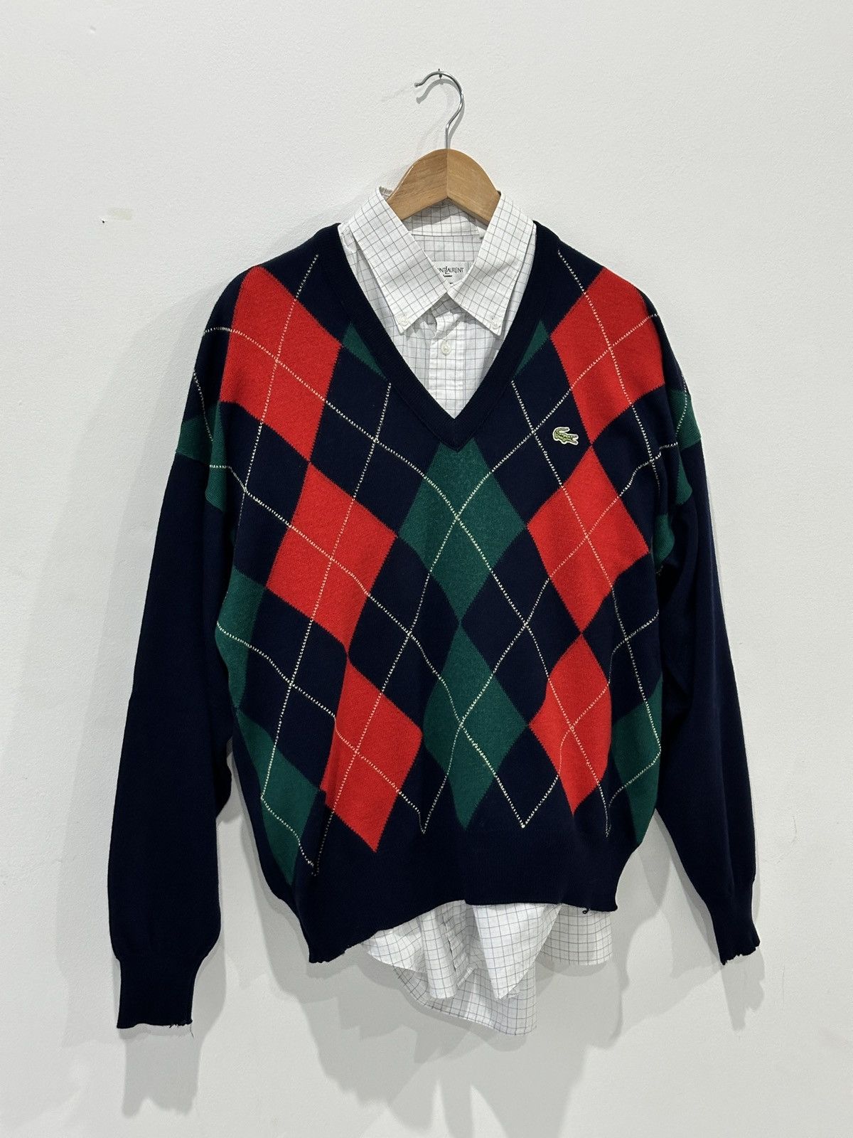 Lacoste × Vintage Vintage Lacoste V Neck Sweater Size US L / EU 52-54 / 3 - 2 Thumbnail