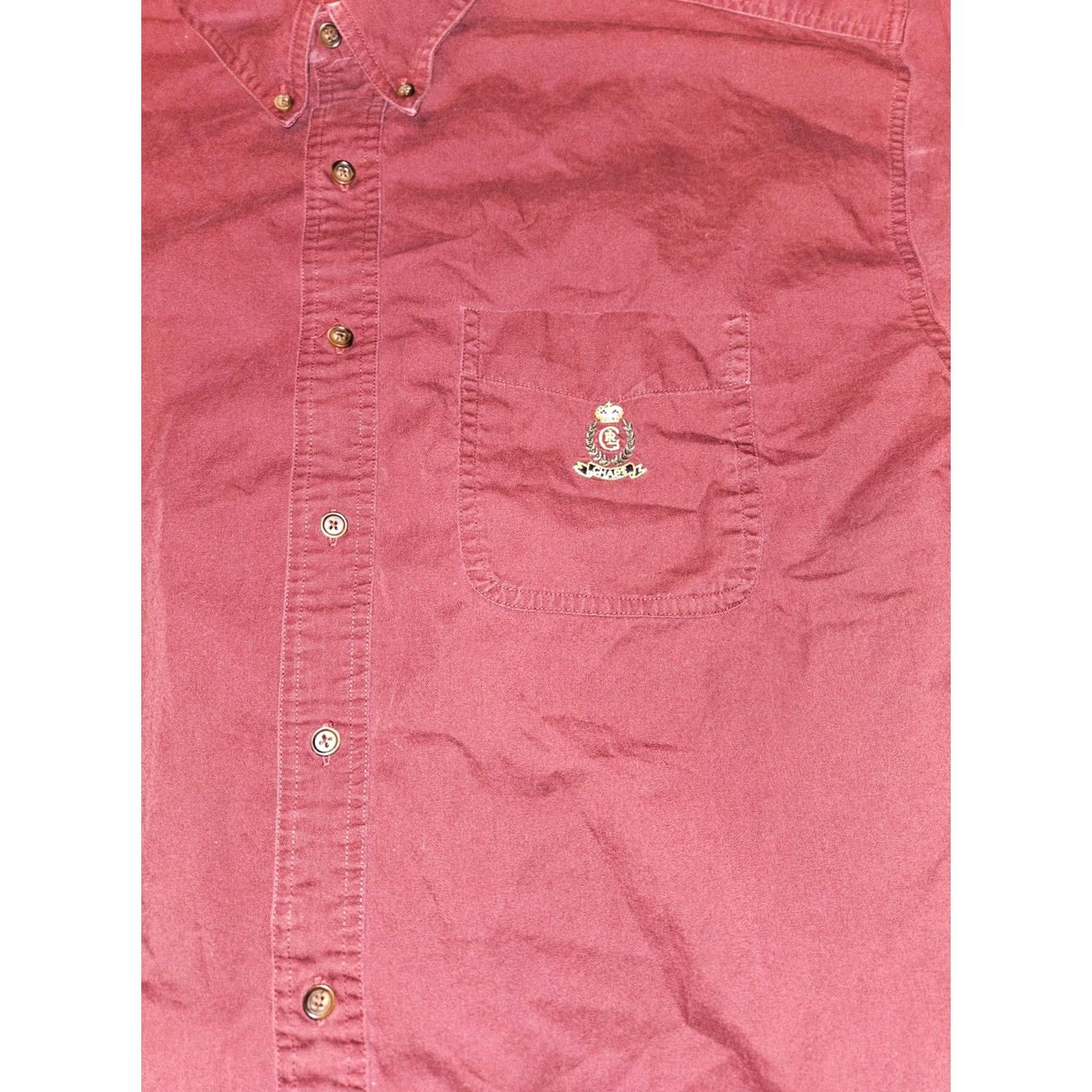 Ralph Lauren VINTAGE Chaps Ralph Lauren Button-Down Shirt Mens Large Burgundy 90s Y2K Embroidered Pocket Size US L / EU 52-54 / 3 - 5 Thumbnail