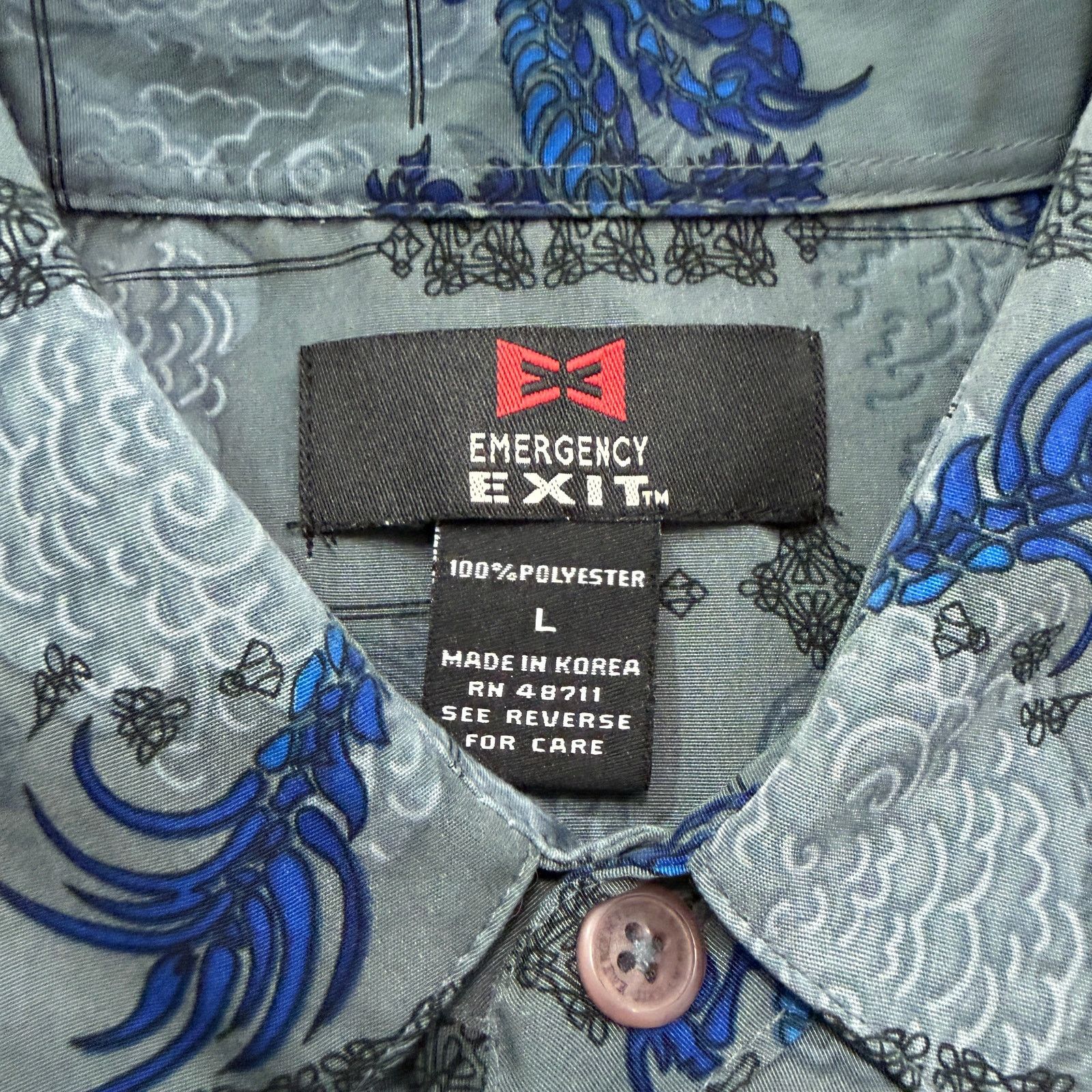 Vintage Vintage Emergency Exit Shirt Large Gray Blue Flames Dragon Size US L / EU 52-54 / 3 - 4 Thumbnail