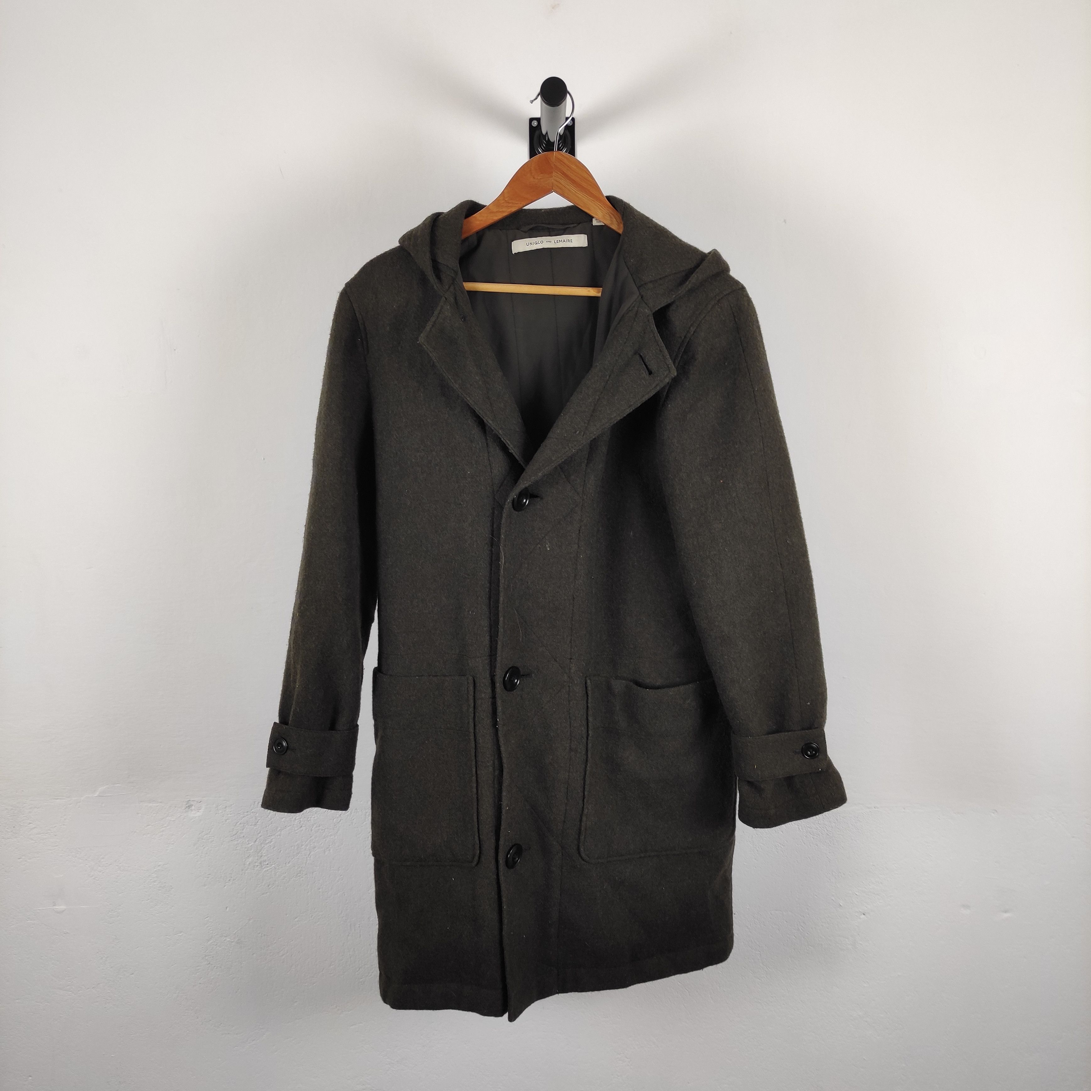 image of Christophe Lemaire x Lemaire Uniqlo Trenchcoat Snap Button With Hoodies in Green, Women's (Size XS)