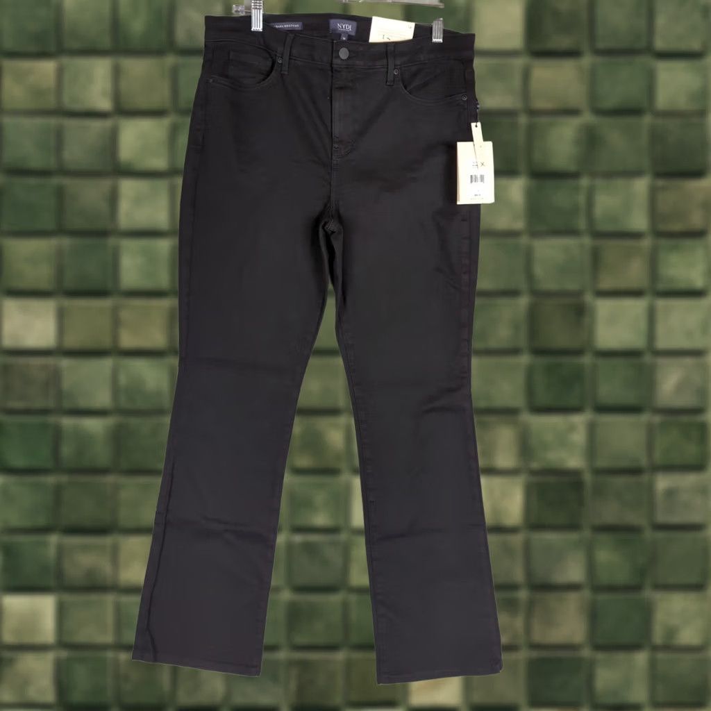NYDJ NYDJ Barbara Bootcut Jeans Women's 14 Black Stretch Denim Lift Tuck Size 36" / US 14 / IT 50 - 1 Thumbnail