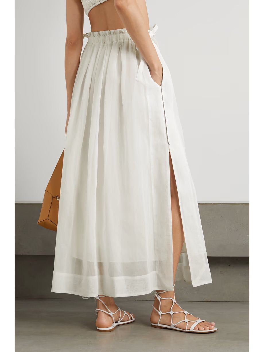 Brunello Cucinelli o1y0725 Midi Skirt in White Size 26" / US 2 / IT 38 - 3 Thumbnail