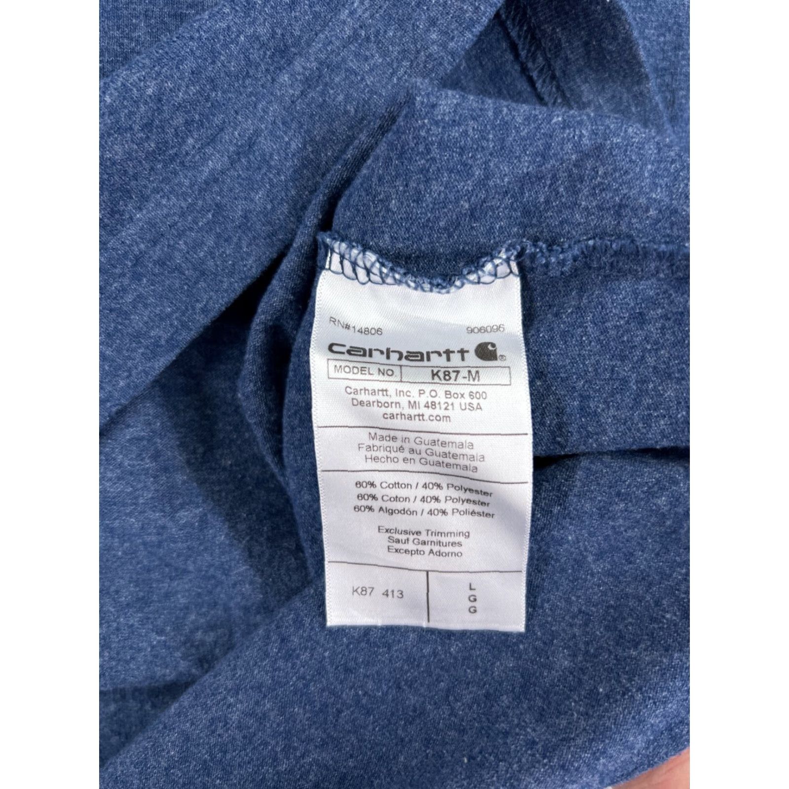 Carhartt Carhartt Shirt Mens Large Blue Crew Neck Pocket Cotton Blend Workwear Durable Size US L / EU 52-54 / 3 - 4 Thumbnail