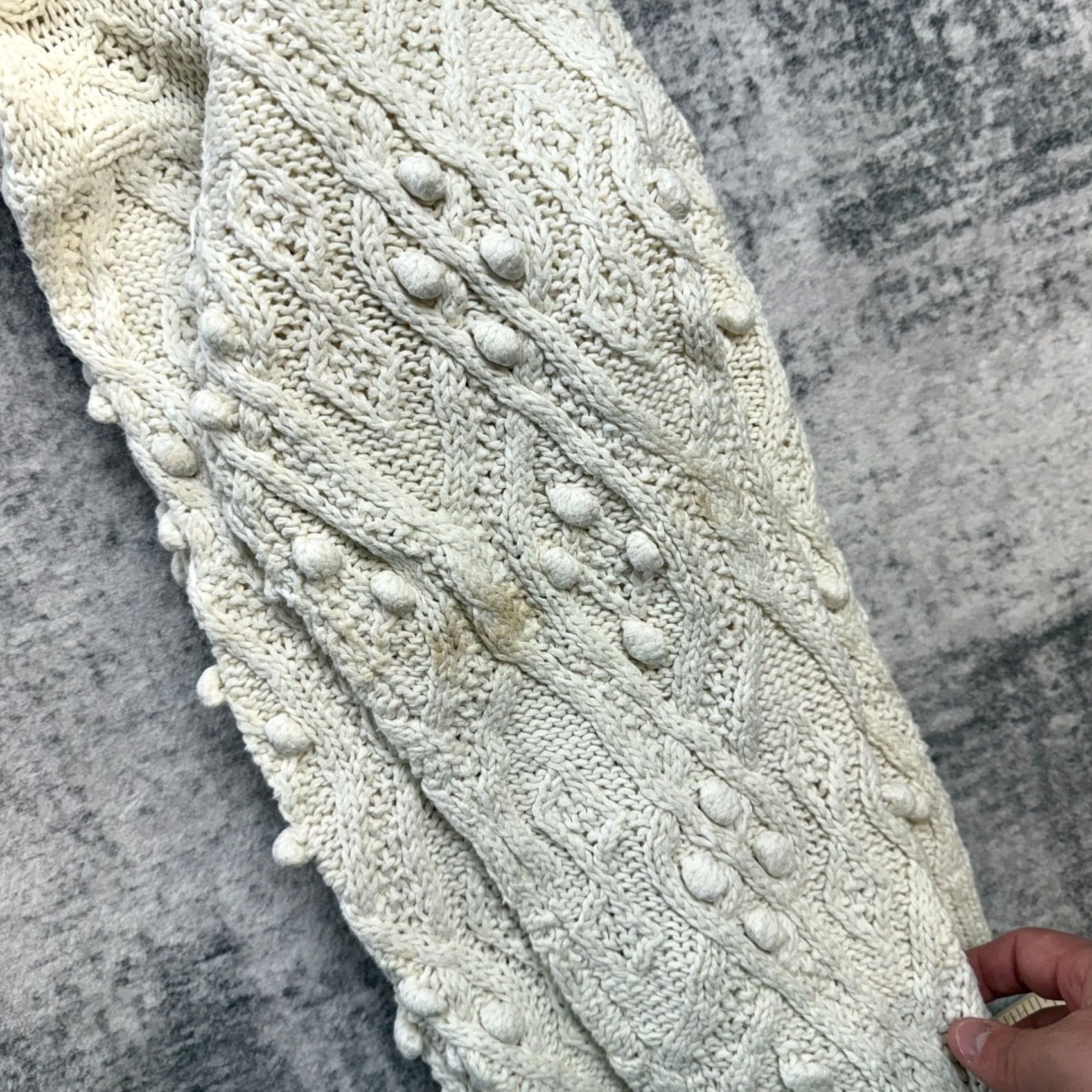 Vintage VTG Northern Isles Sweater Womens Large Ivory Mock Neck Cable Knit Pullover 90s Baggy Hair Bobbles, 90s Theme, Casual Womens Size L Size L / US 10 / IT 46 - 6 Thumbnail