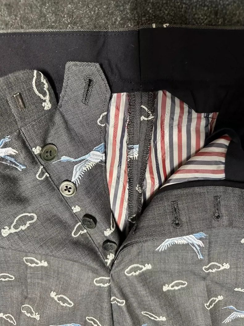 Thom Browne Thom Browne size1 Cranes embroidered on suit trousers Size 36S - 3 Thumbnail