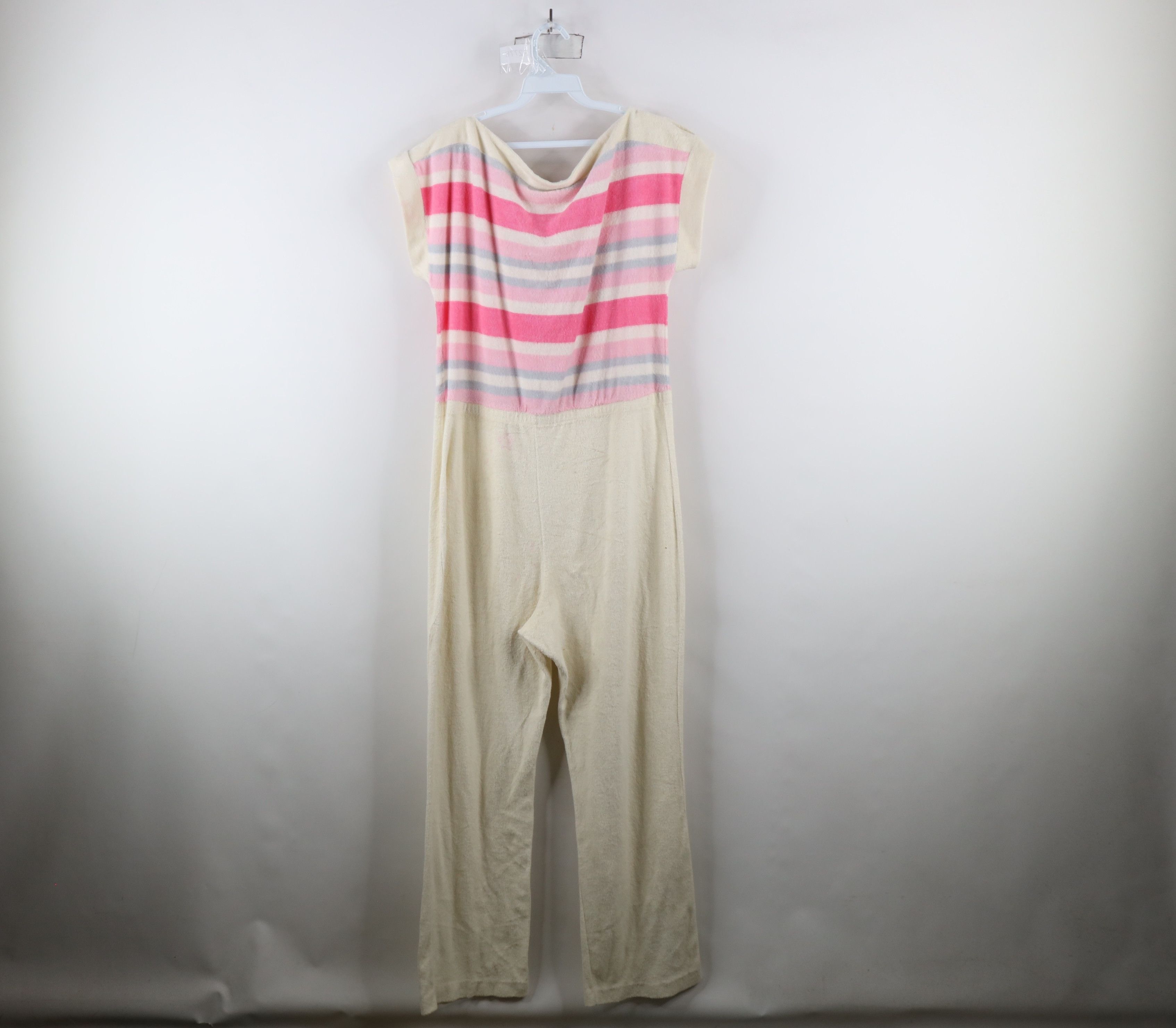 Vintage Vintage 70s Terry Cloth Striped Dolman Sleeve Romper Suit Size L / US 10 / IT 46 - 17 Thumbnail