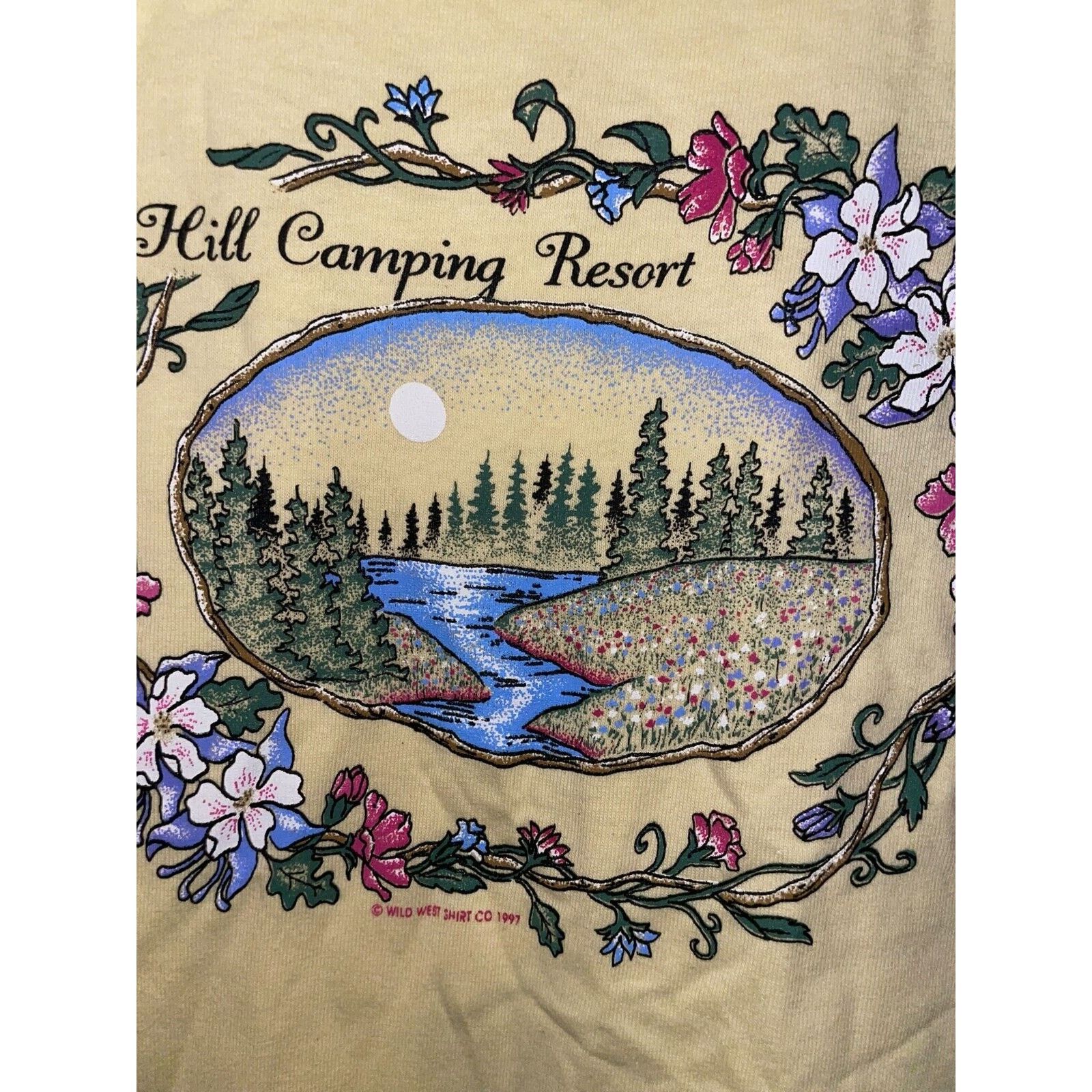 Jerzees Vintage Robin Hill Shirt Camping Resort Yellow Tee VTG 90s L Size US L / EU 52-54 / 3 - 5 Thumbnail