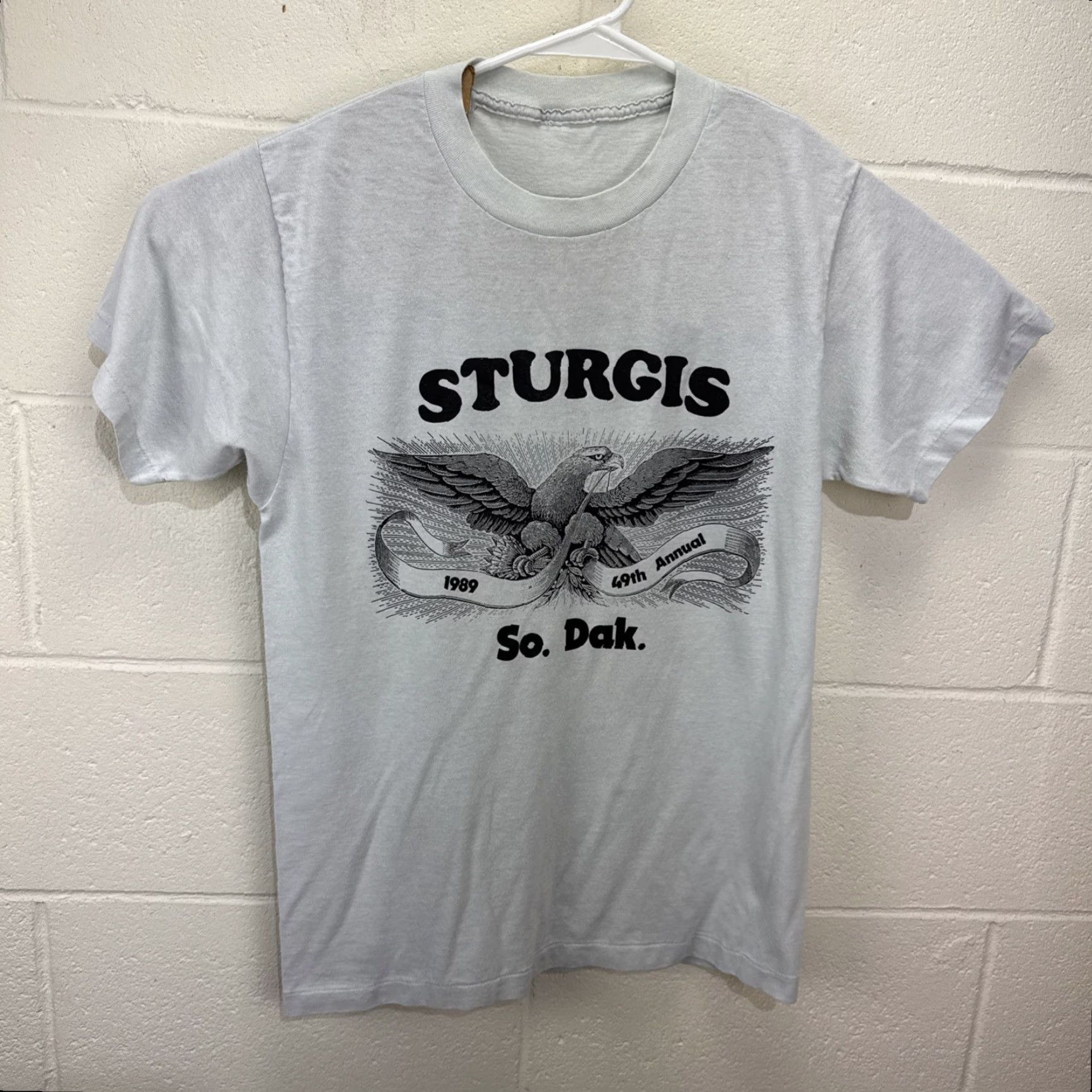 Vintage VINTAGE 1989 Sturgis Motorcycle Rally T-Shirt Small Gray Graphic Print Eagle Mens Size US S / EU 44-46 / 1 - 2 Thumbnail