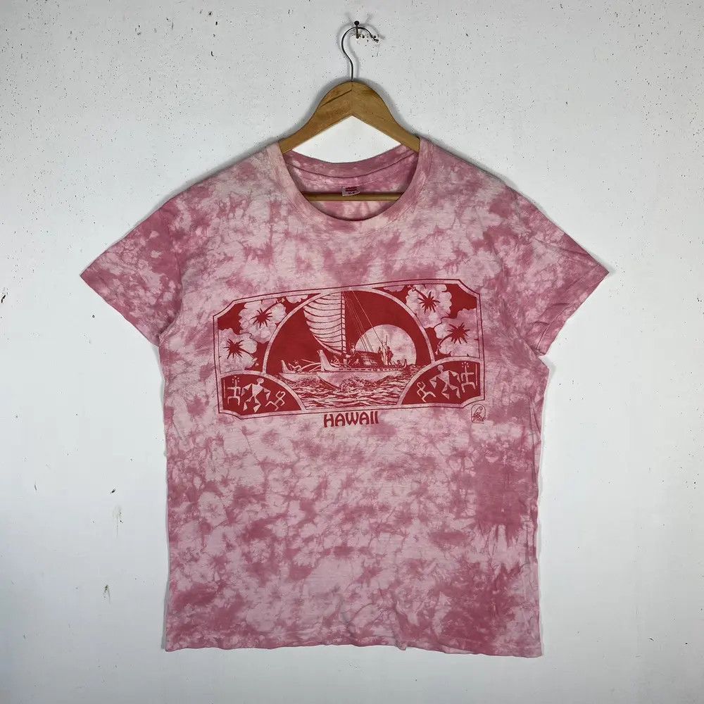 Hanes VINTAGE 80's HAWAII POLYTEES PINK TYE DYE TEE Size US XL / EU 56 / 4 - 2 Thumbnail