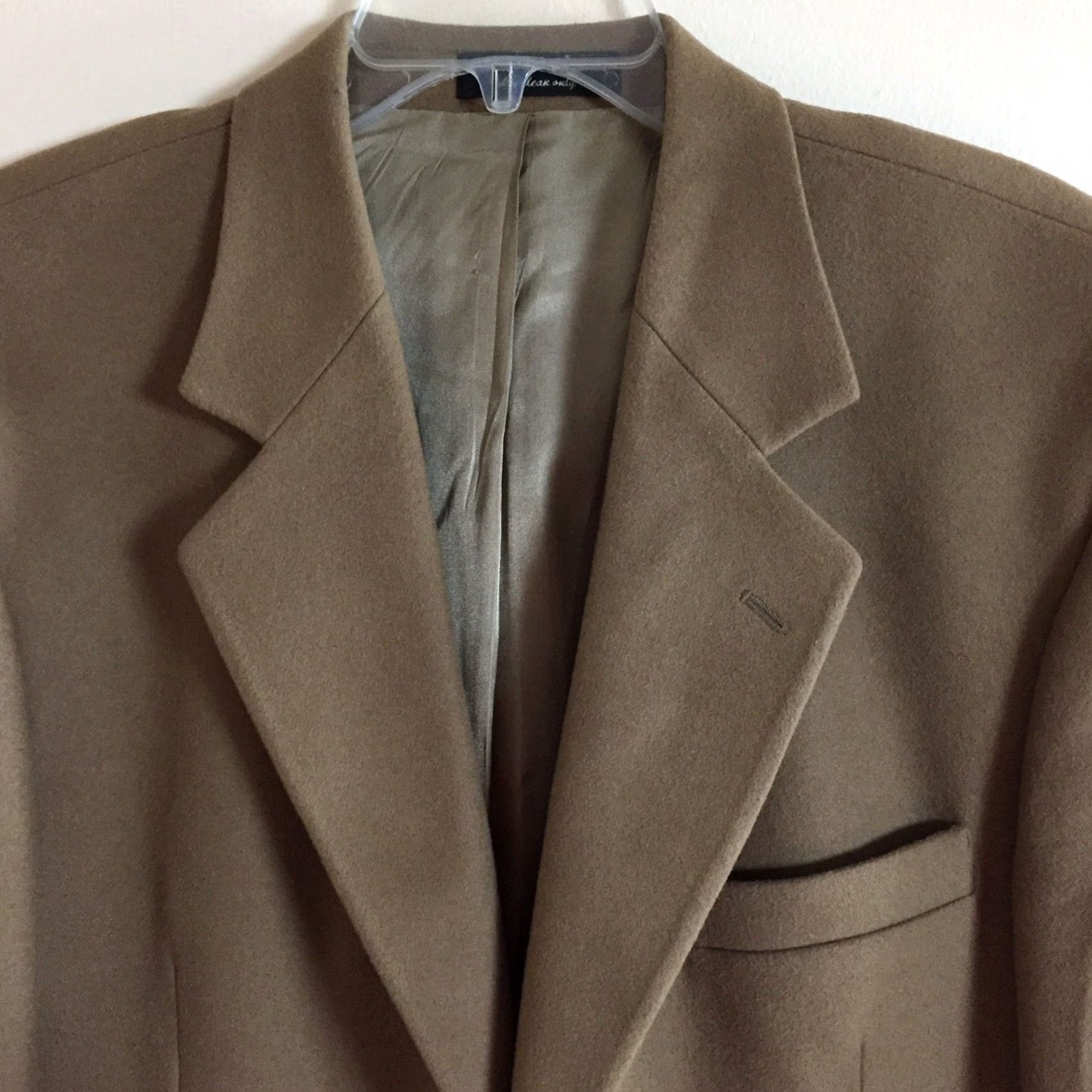 Vintage Chereskin Blazer Mens 42R Brown Three-Button Cashmere Blend Jacket/Coat Single-Breasted Notch Lapel Solid Regular Length Mens Size 42R - 2 Thumbnail