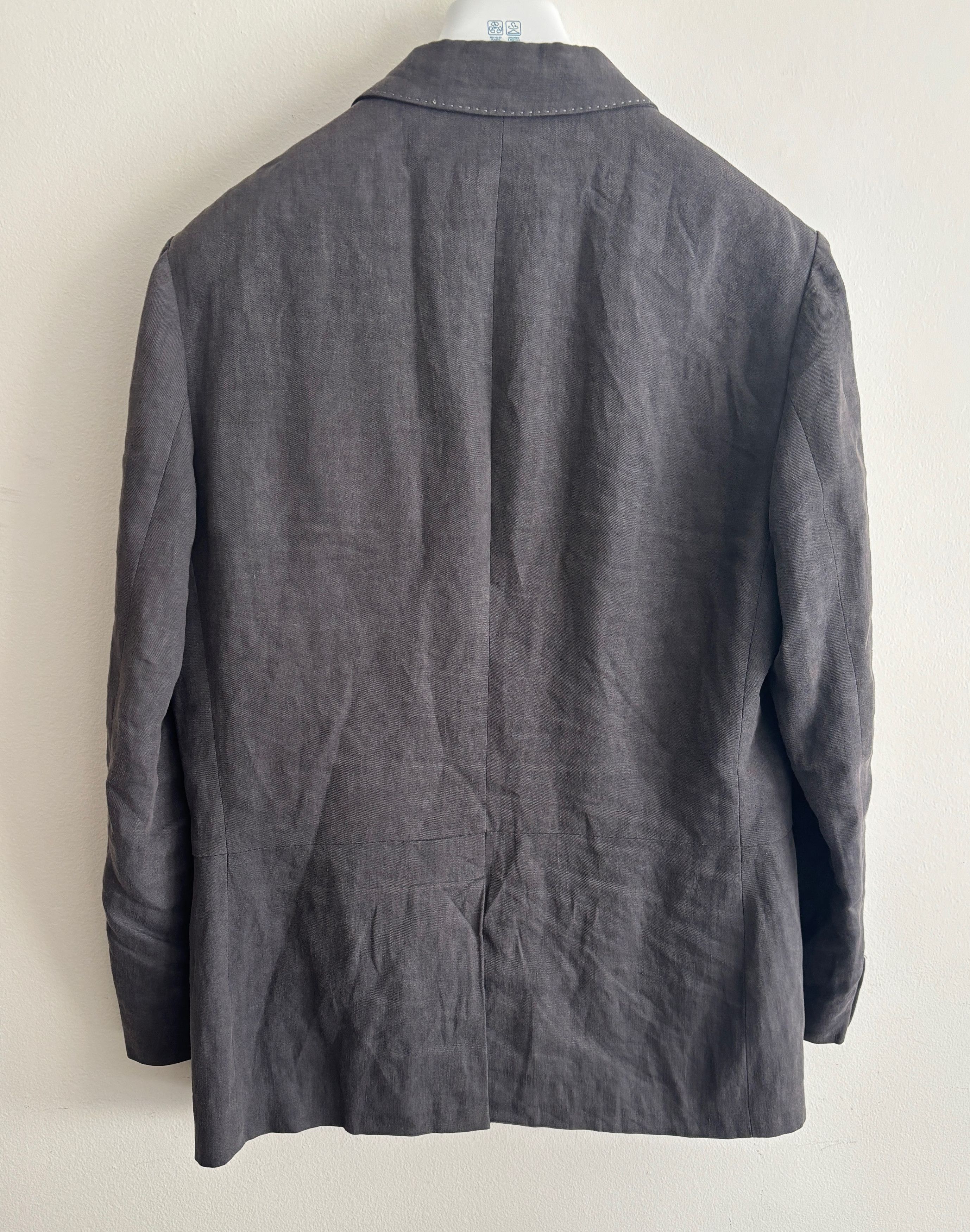 John Varvatos Grey/Brown Peak Lapel Single Button Linen Sport Coat - 40 Size 40R - 8 Thumbnail